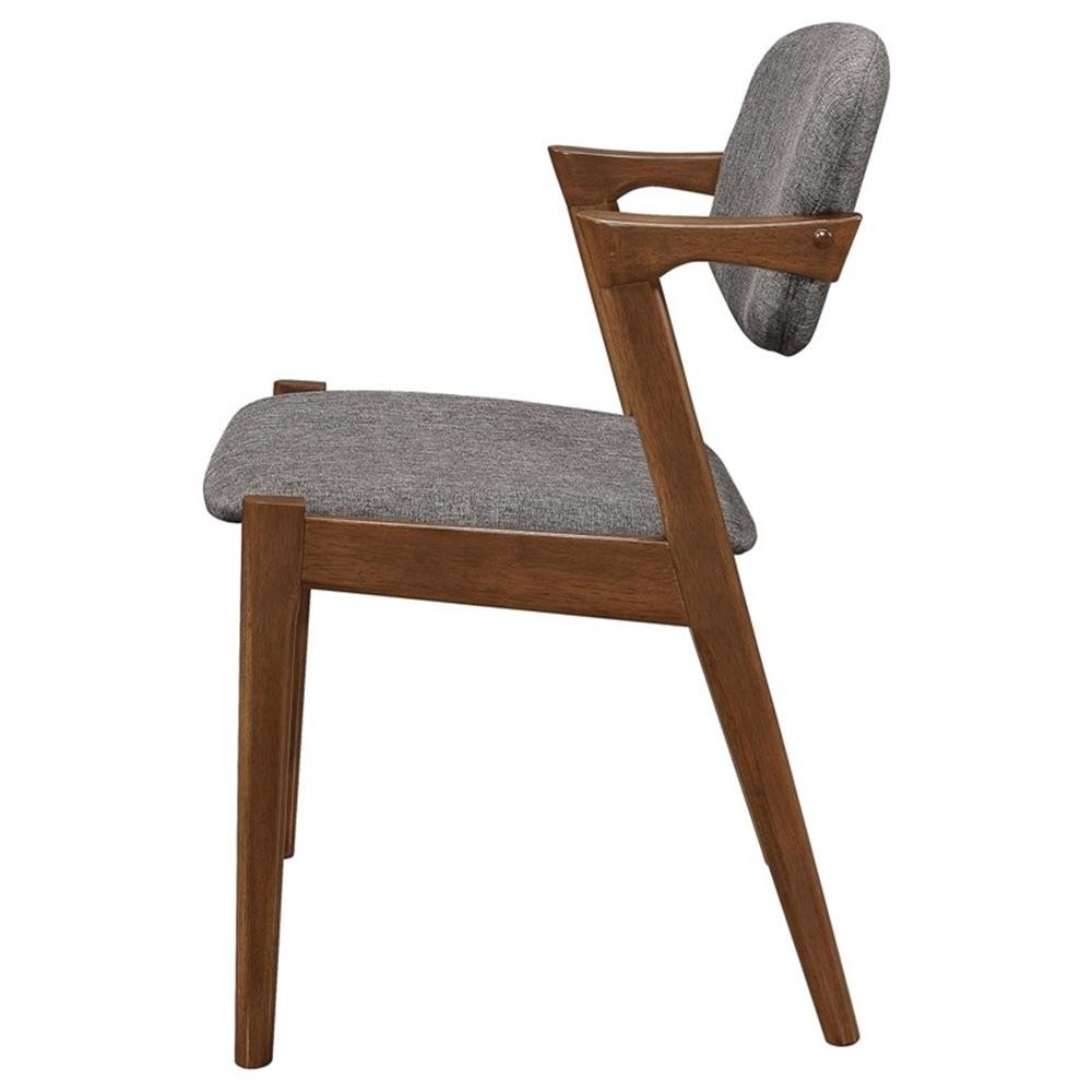 Maklaine Mid-Century Open Back Fabric Dining Chairs in Gray Finish