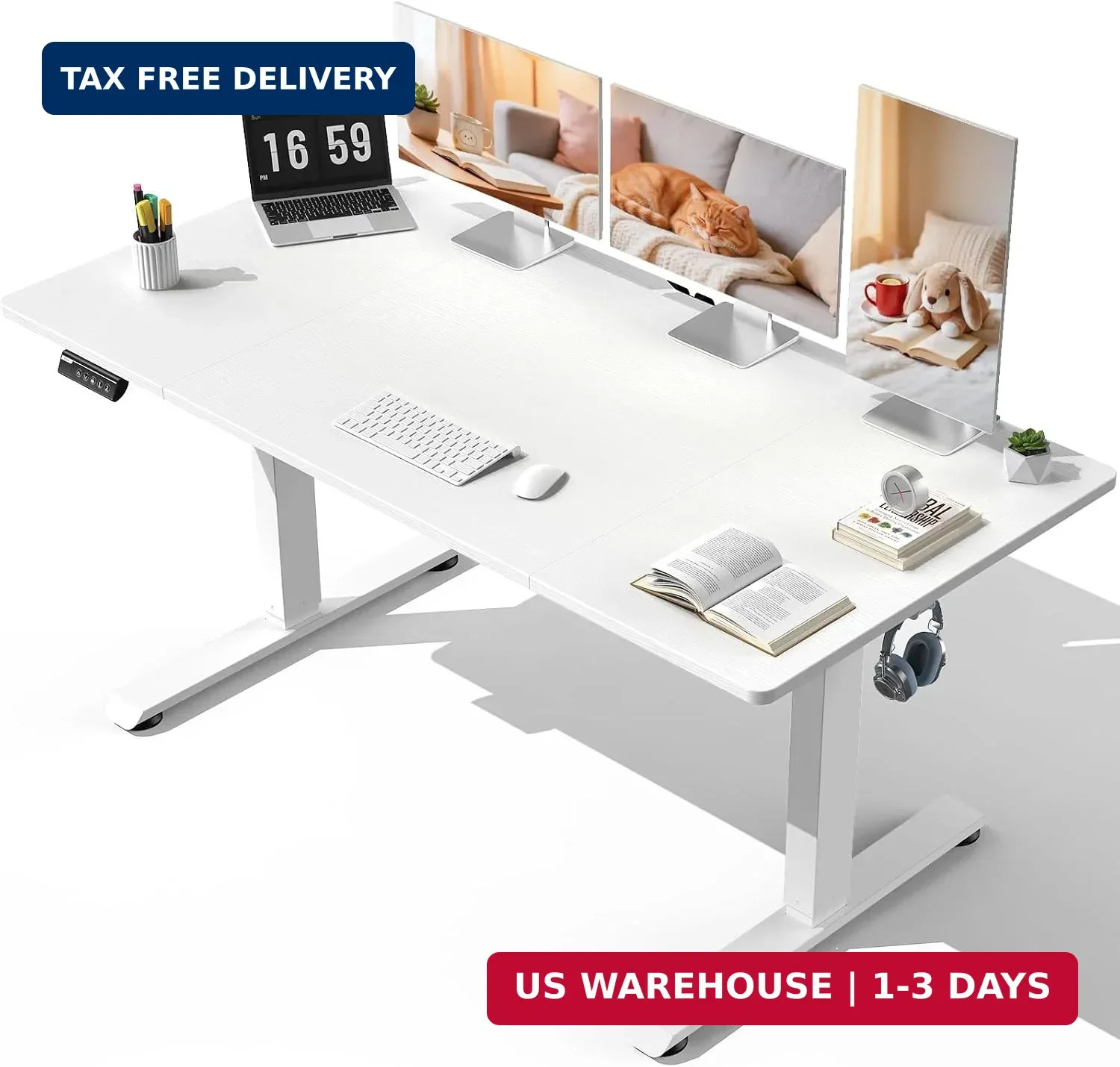 63" x 28" Super Large Standing Desk, Conference Room Tables, White | Height Adju