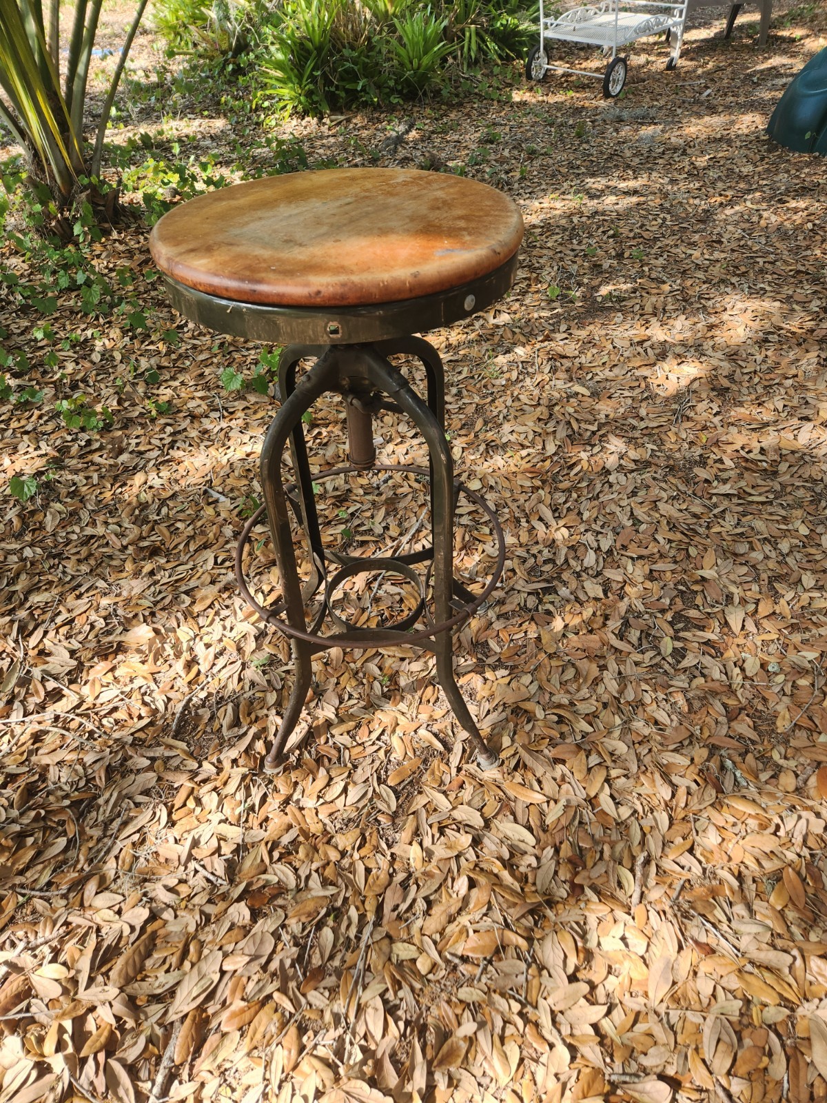Vintage Toledo Steel Industrial Drafting Table Stool Adjustable Chair Antique