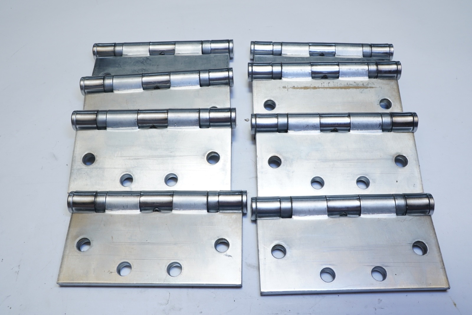 NO SCREWS! Lot 8 Hager Door Hinge ECBB1100 Full Mortise Satin Chrome 4.5"x4.5"