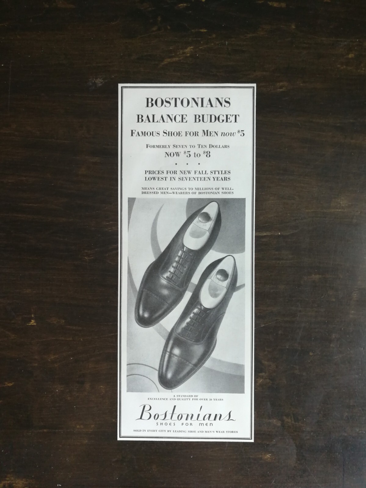 Vintage 1932 Bostonian's Shoes for Men Original Ad 424