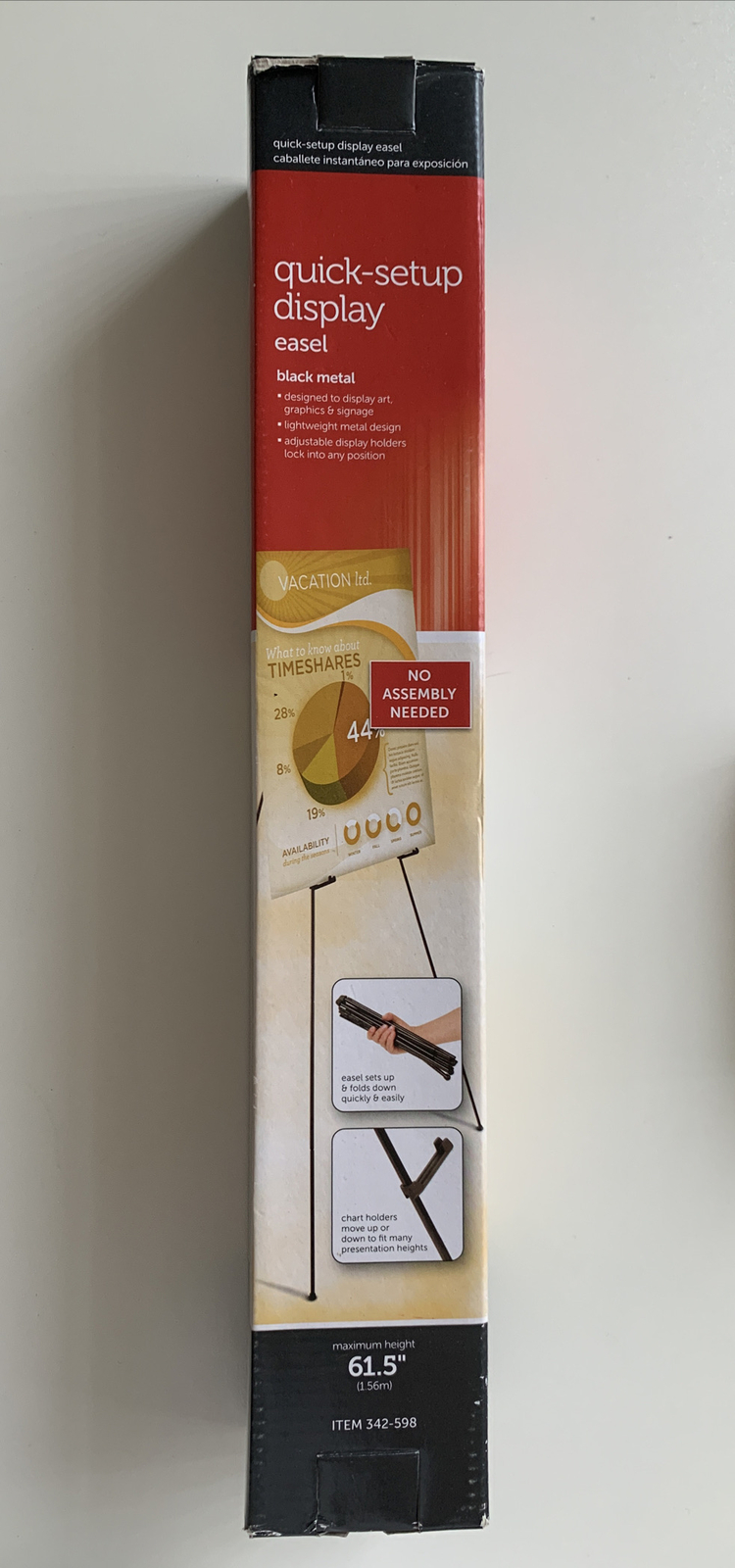 Office Depot Quick-Setup Display Easel (Max Height: 61.5”) (342-598) VGC