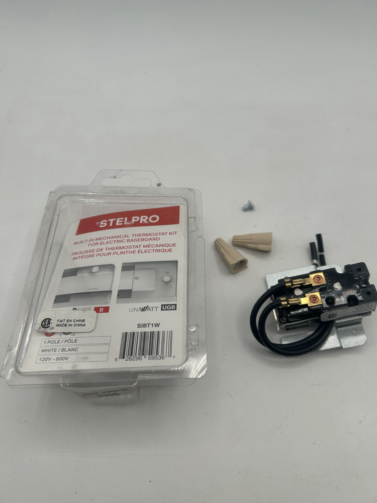 Stelpro SIBT1W Built-In Mechanical Thermostat White 1-Pole for Baseboard Heater