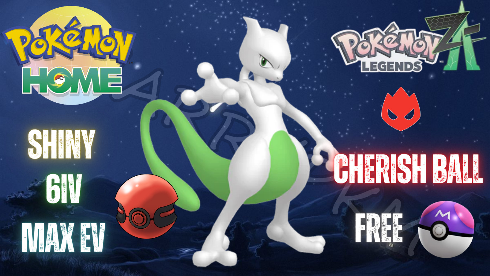 ✨SHINY ALPHA MEWTWO✨MAX 6IV EV⭐POKEMON LEGENDS ZA
