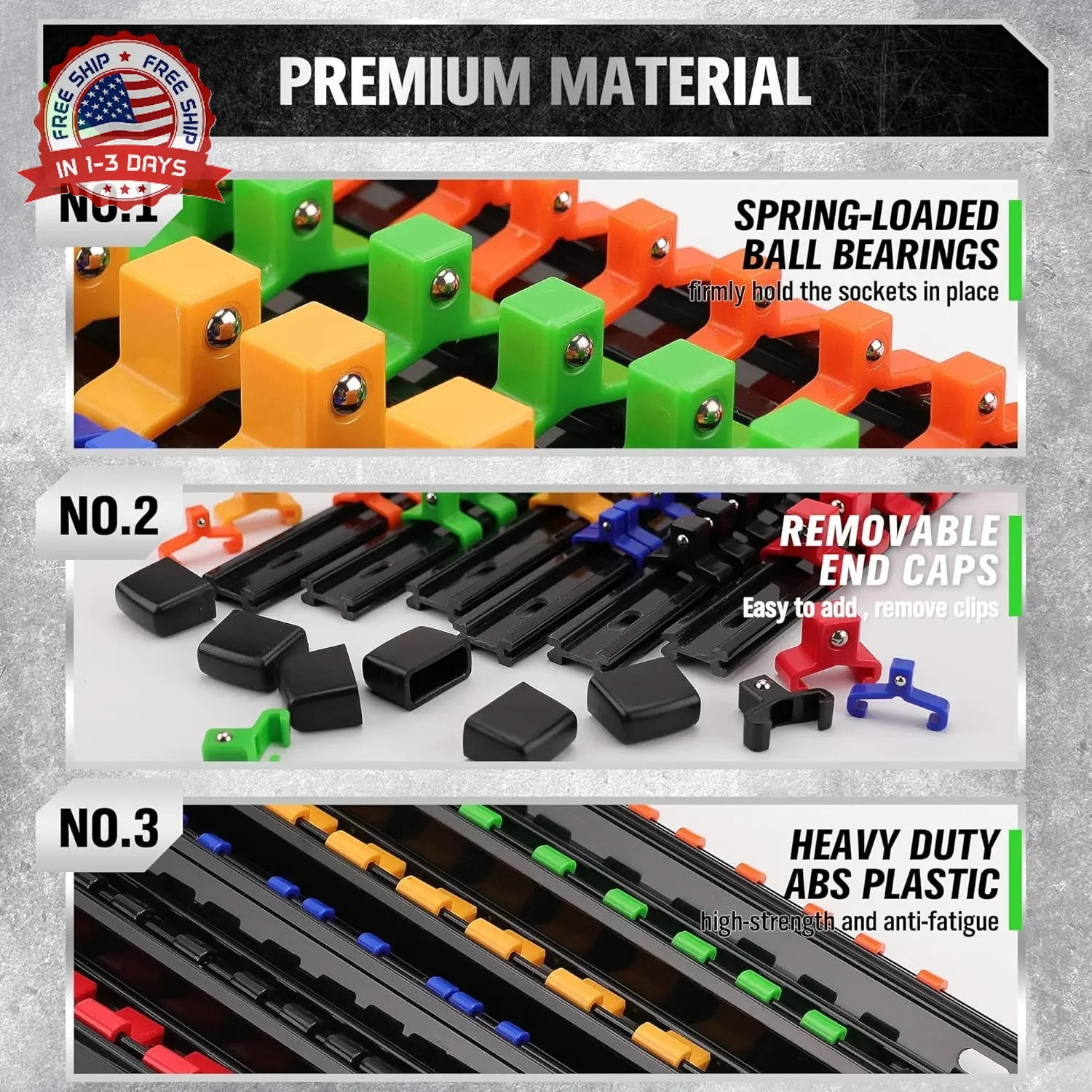 Socket Organizer Set 238 Clips Heavy Duty ABS Plastic Tool Box Drawer