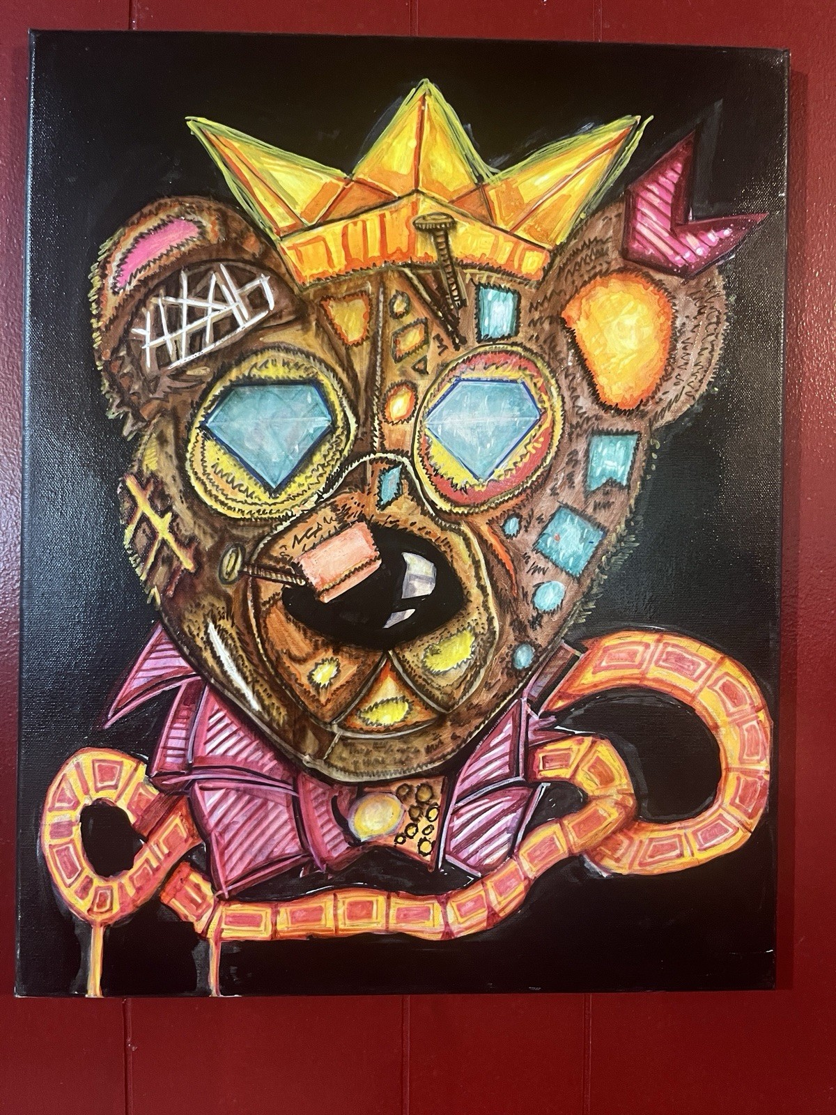 Abstract Contemporary Bear Animal Face Drawing - Colorful Geometric Design