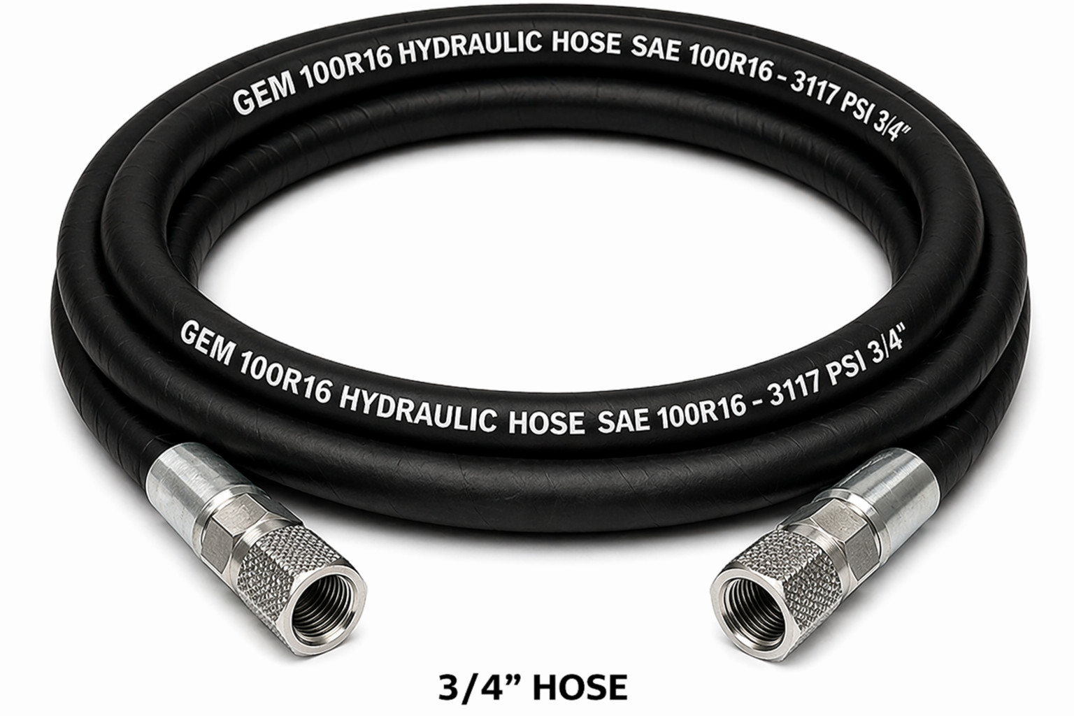 3/4" 2 Wire 100R16 Hydraulic Hose Assembly JIC#12 Female Swivel Fitting PSI 3117