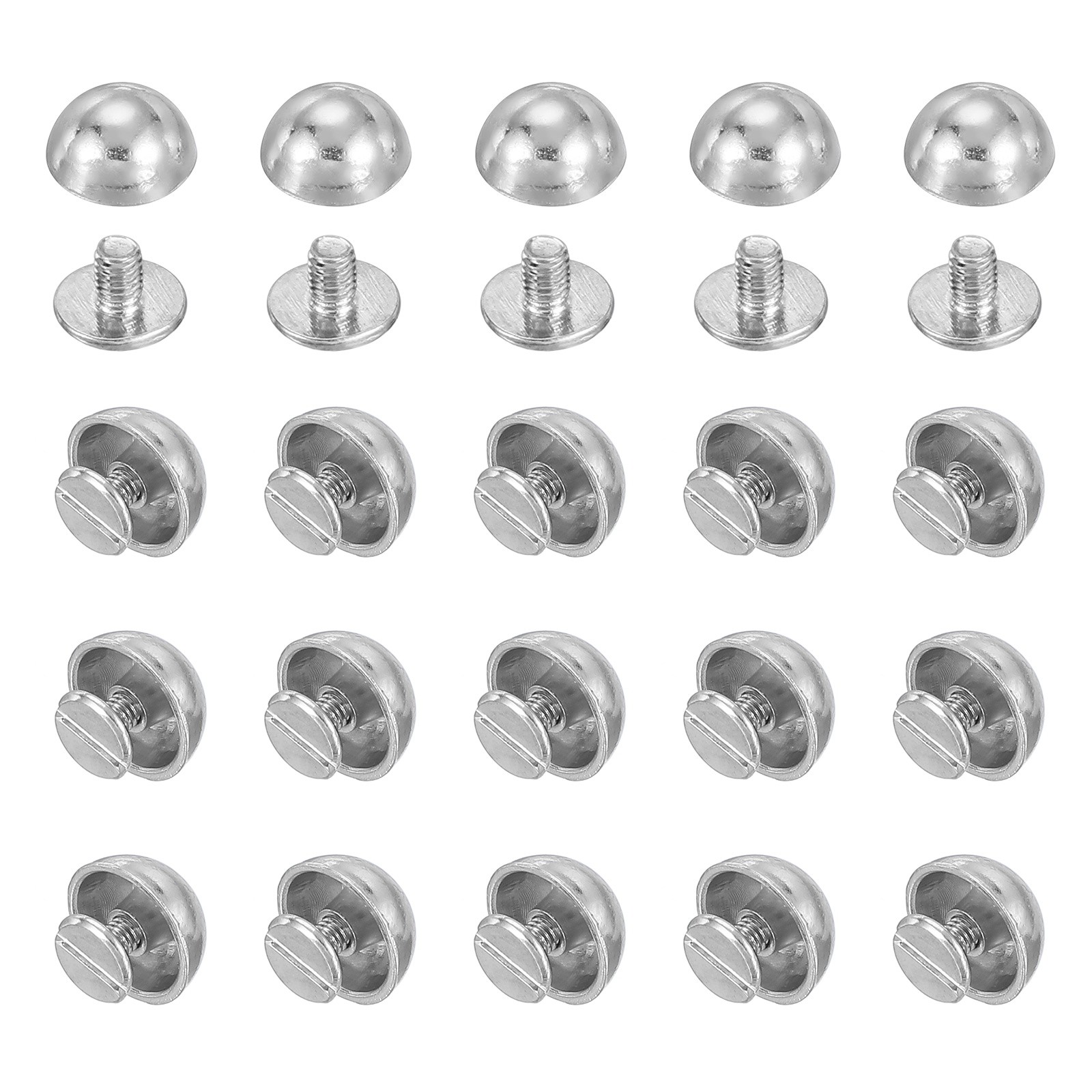 20 Set 1/2" Dome Spikes Studs Nailhead Screw Back Rivets for Craft Silver