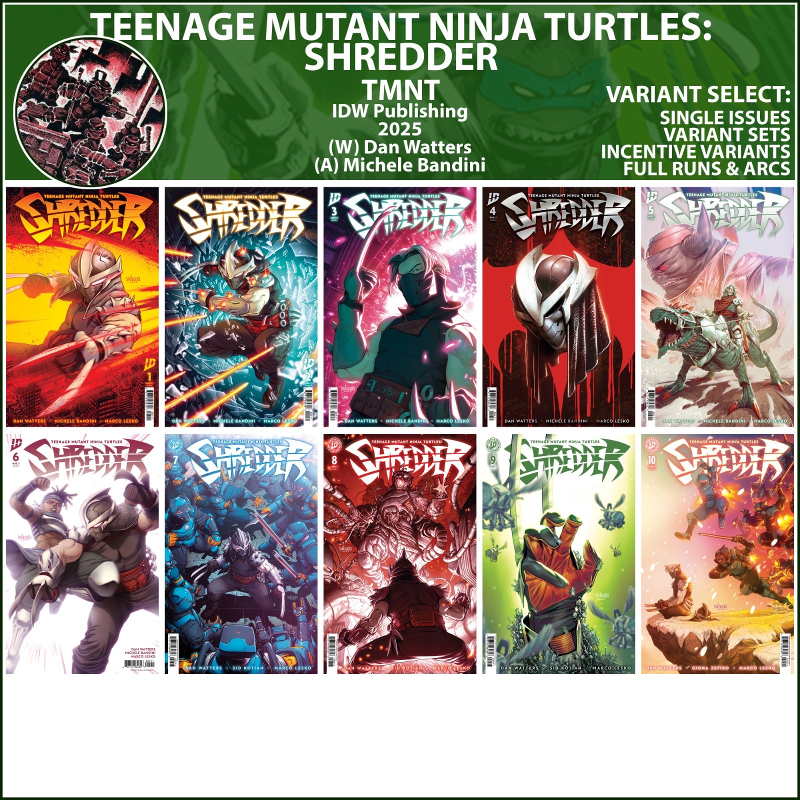 Teenage Mutant Ninja Turtles: Shredder (2025) #1-4 5 6 7 8 9 10 IDW COVER SELECT