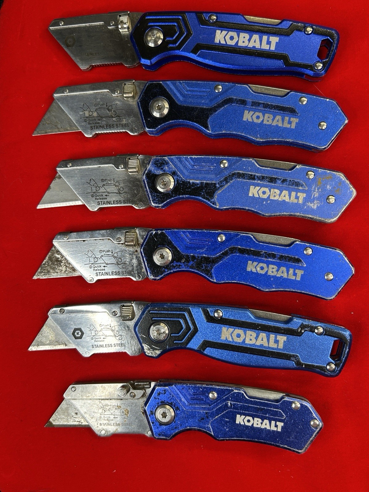 Kobalt TSA Lot Of 6 Folding Utility Knife Box Cutter Blue