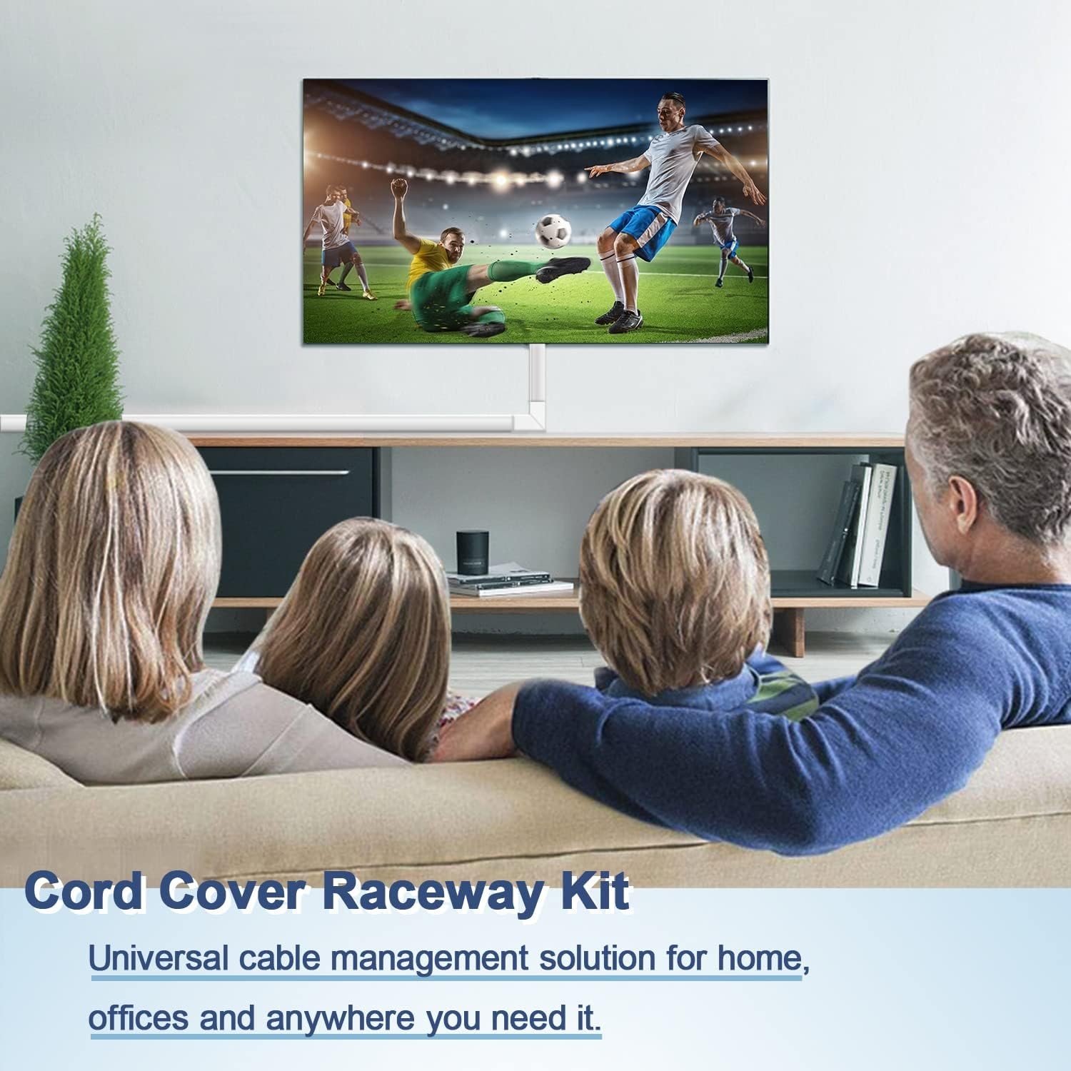 Cord Cover Raceway Kit - 157" Paintable Cable Concealer, Wire Medium, White