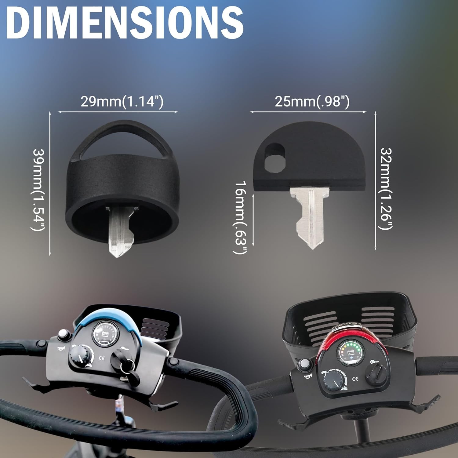 Pride Mobility Scooter Replacement Key Set Compatible with Go-Go 1 Set, Black