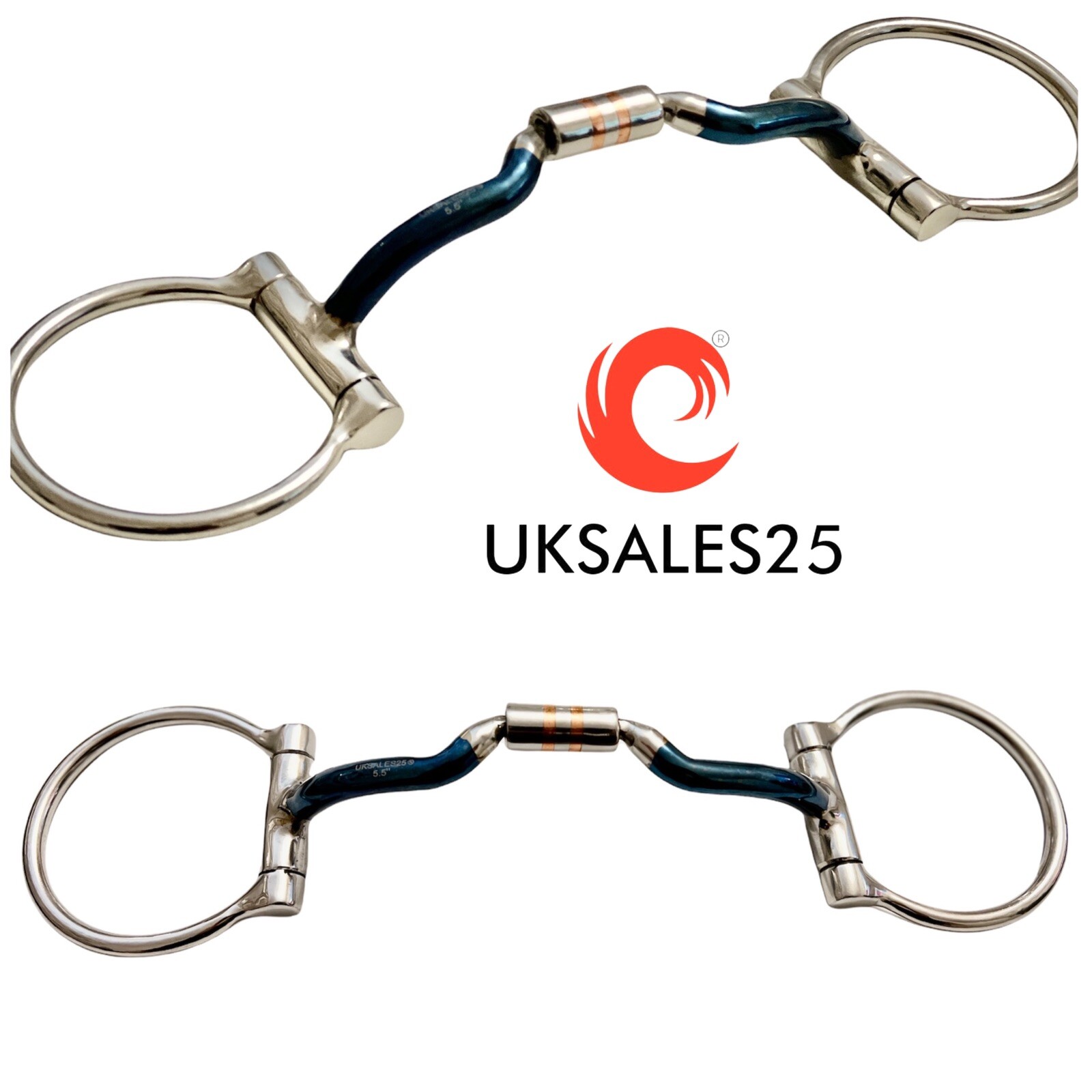 Blau Sweet Iron Western Dee Trensengebiss Mit Kupfer Einsätze Gleich Tag Versand