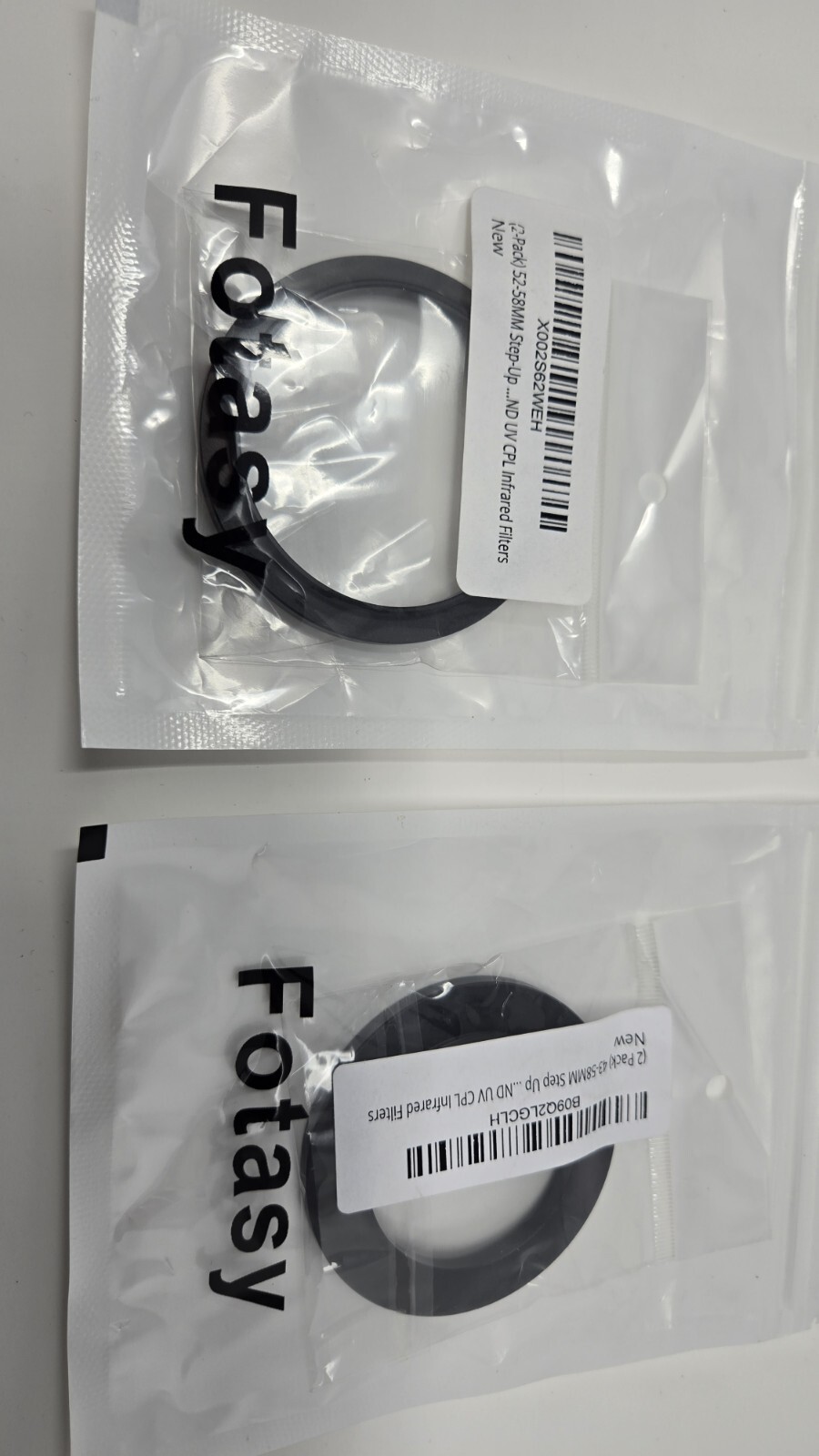 (2 Pcs ) 43 to 58mm and 52 mm to 58 mm Metal Step Up Lens Filter Ring Adapters