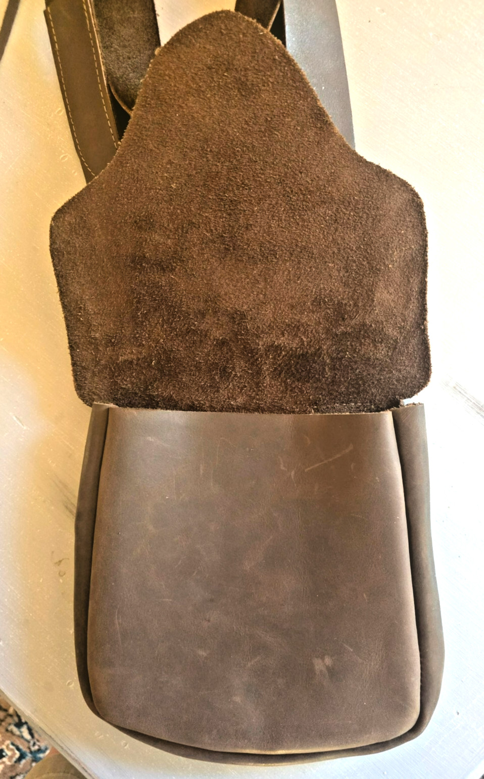 Leather 8" x 8" Shoulder bag with strap for reenactments and muzzle loaders