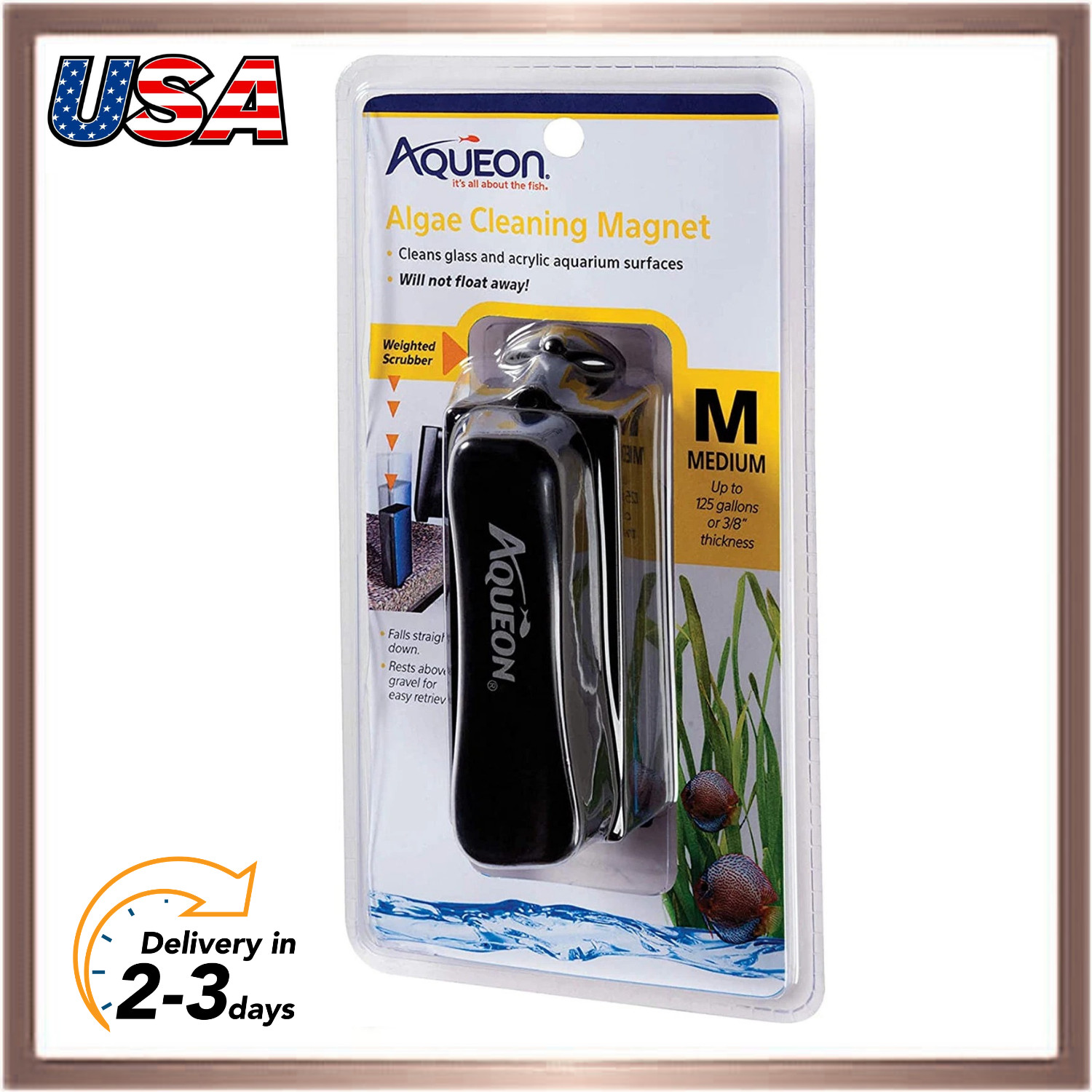 Aqueon Aquarium Algae Scraper, Fish Tank Cleaning Magnets for Glass/Acrylic, Med