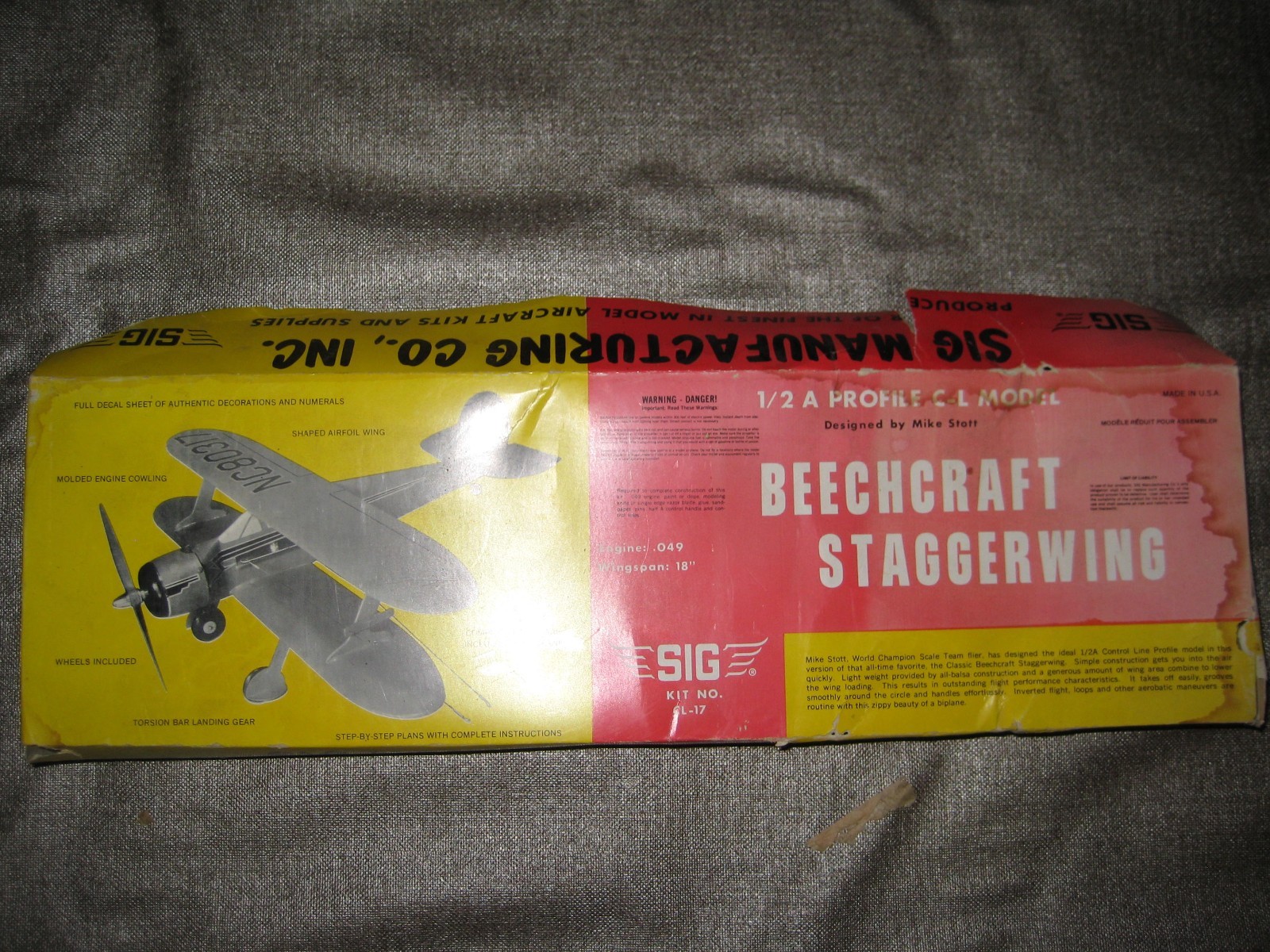 VINTAGE SIG BEECHCRAFT STAGGERWING by MIKE STATT FREE SHIPPING!