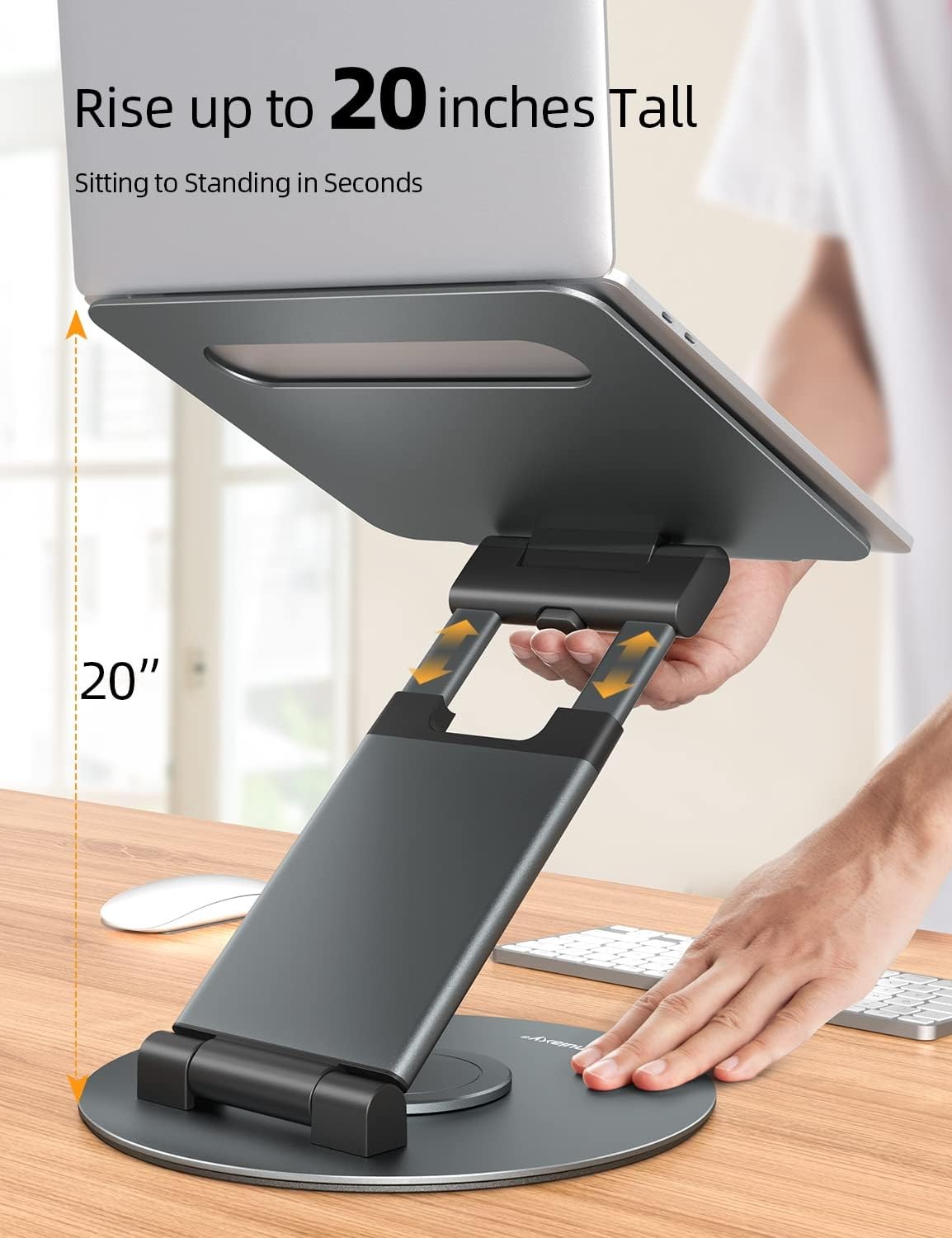 Telescopic 360 Rotating Laptop Stand for Desk Adjustable Height Swivel Pull