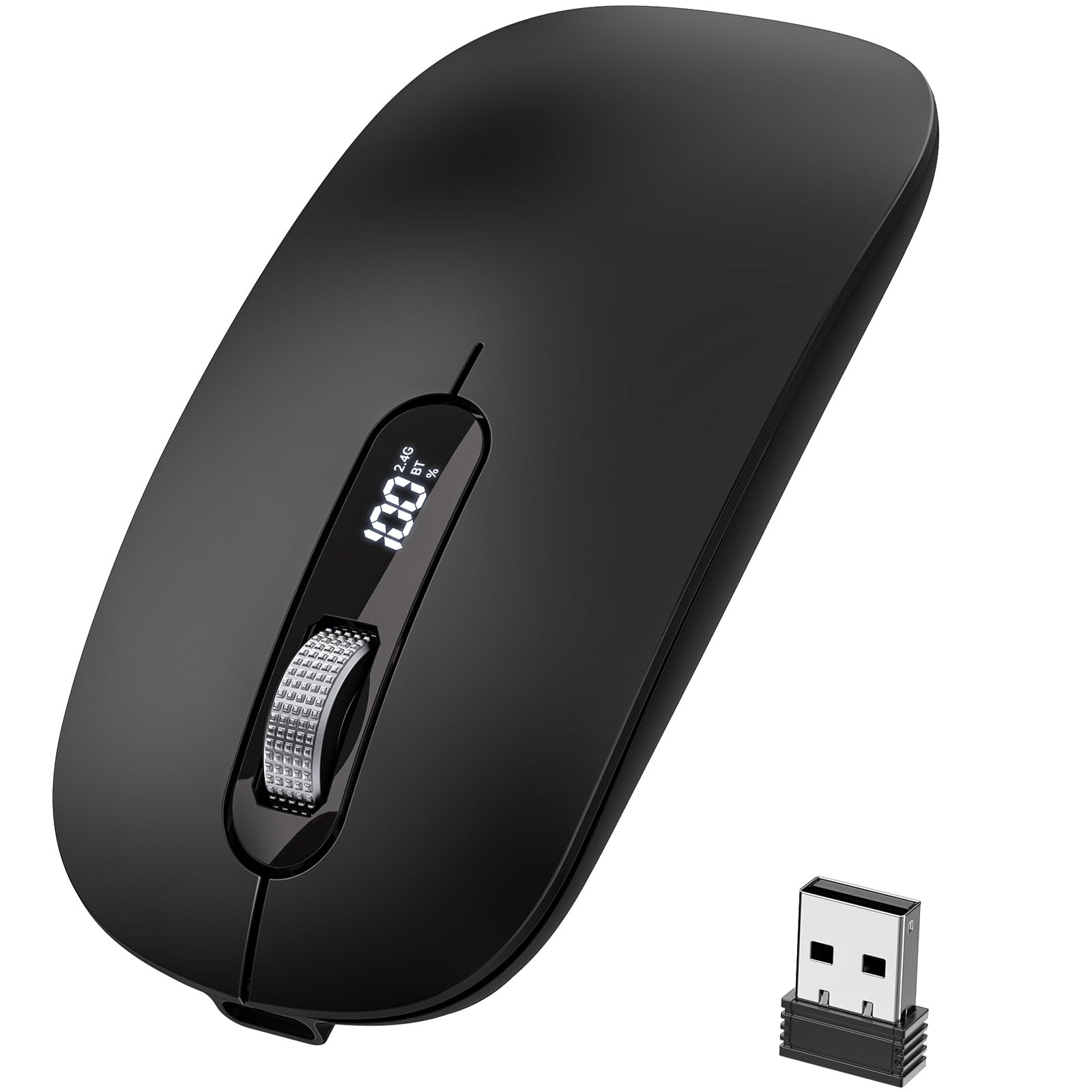 Wireless Bluetooth , BT5.0/4.0 & 2.4G Tri-Mode, -Rechargeable with Screen Dis...