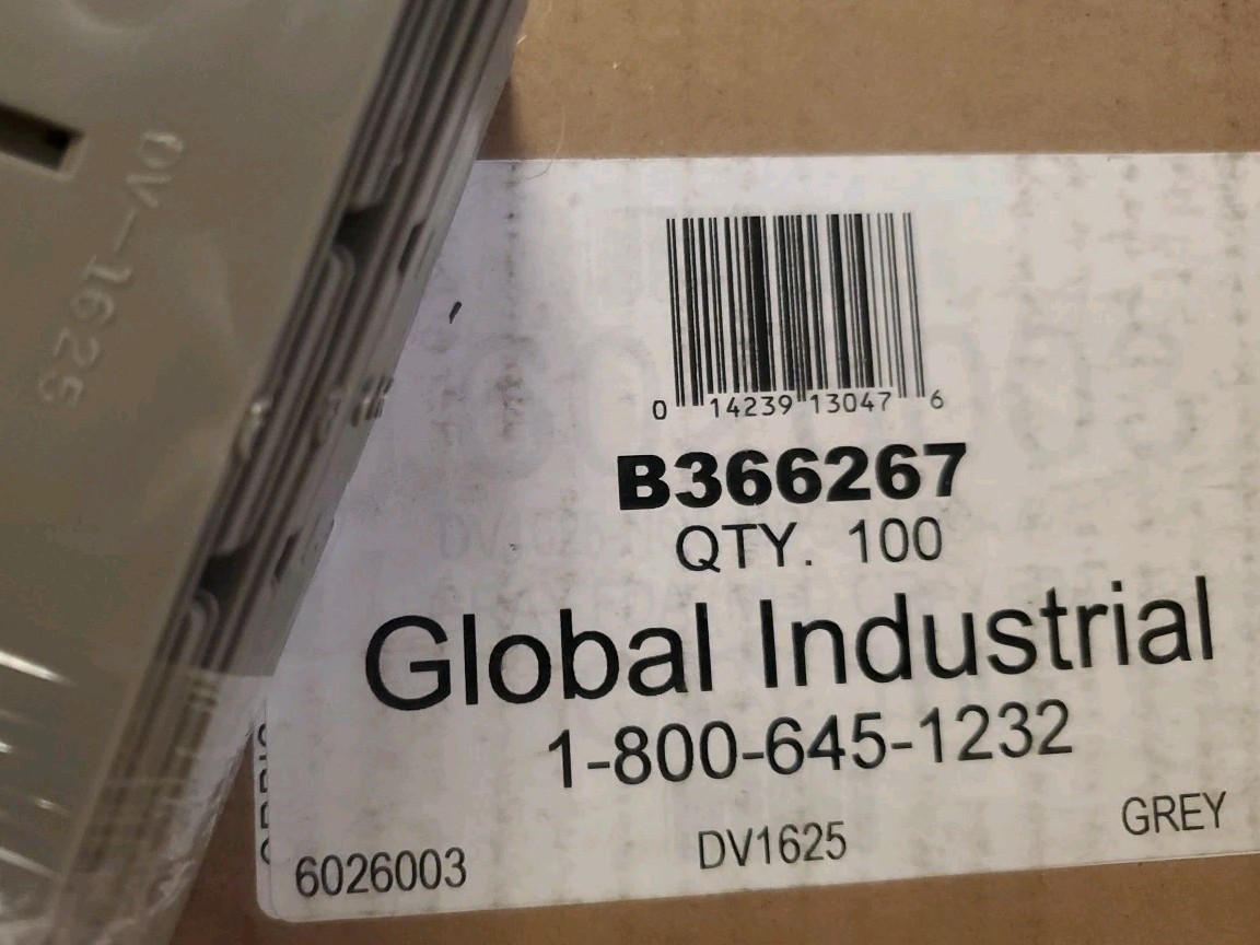 Lot 100 LEWIS BINS DV1625 Grey Box 14.8" Long Divider Polyethylene 1.9" Height