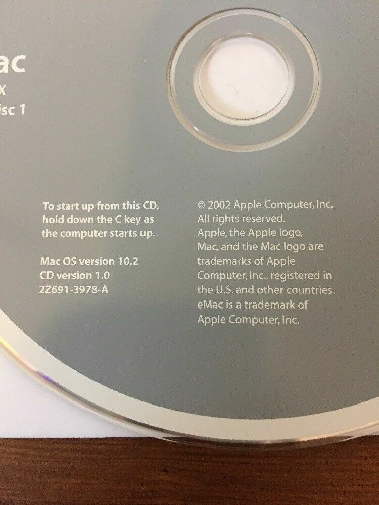 2002 eMac Mac OS X 10 10.2 Jaguar Macintosh Install Restore Software Discs CDs