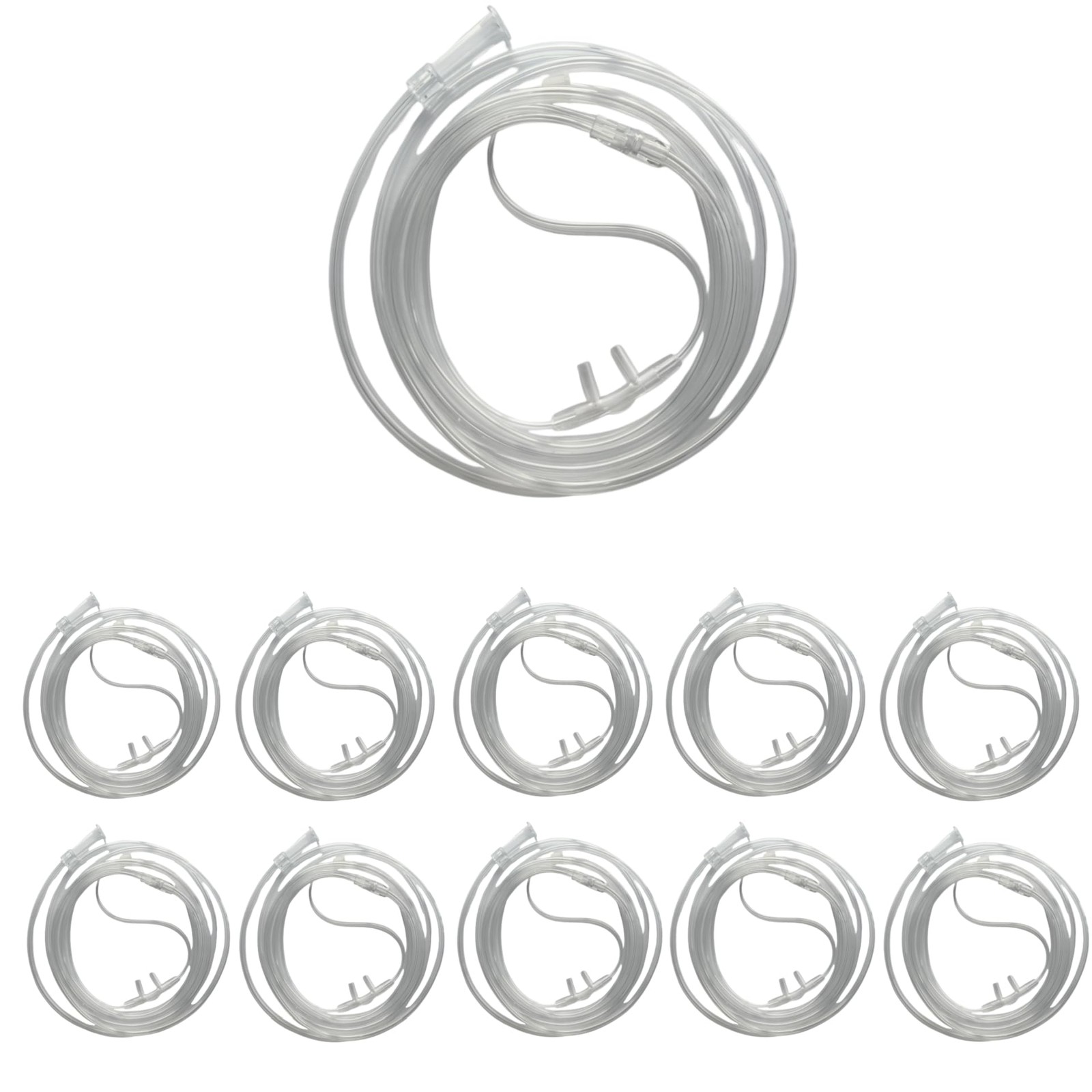 10 Pack HighFlow Soft Nasal Oxygen Cannula, Transparent, Crush Resistant with...