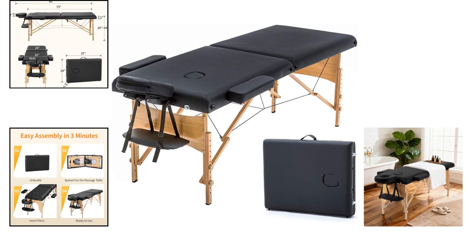 Portable 24 inch Lash Bed Massage Table: Adjustable, Lightweight, and Luxurious