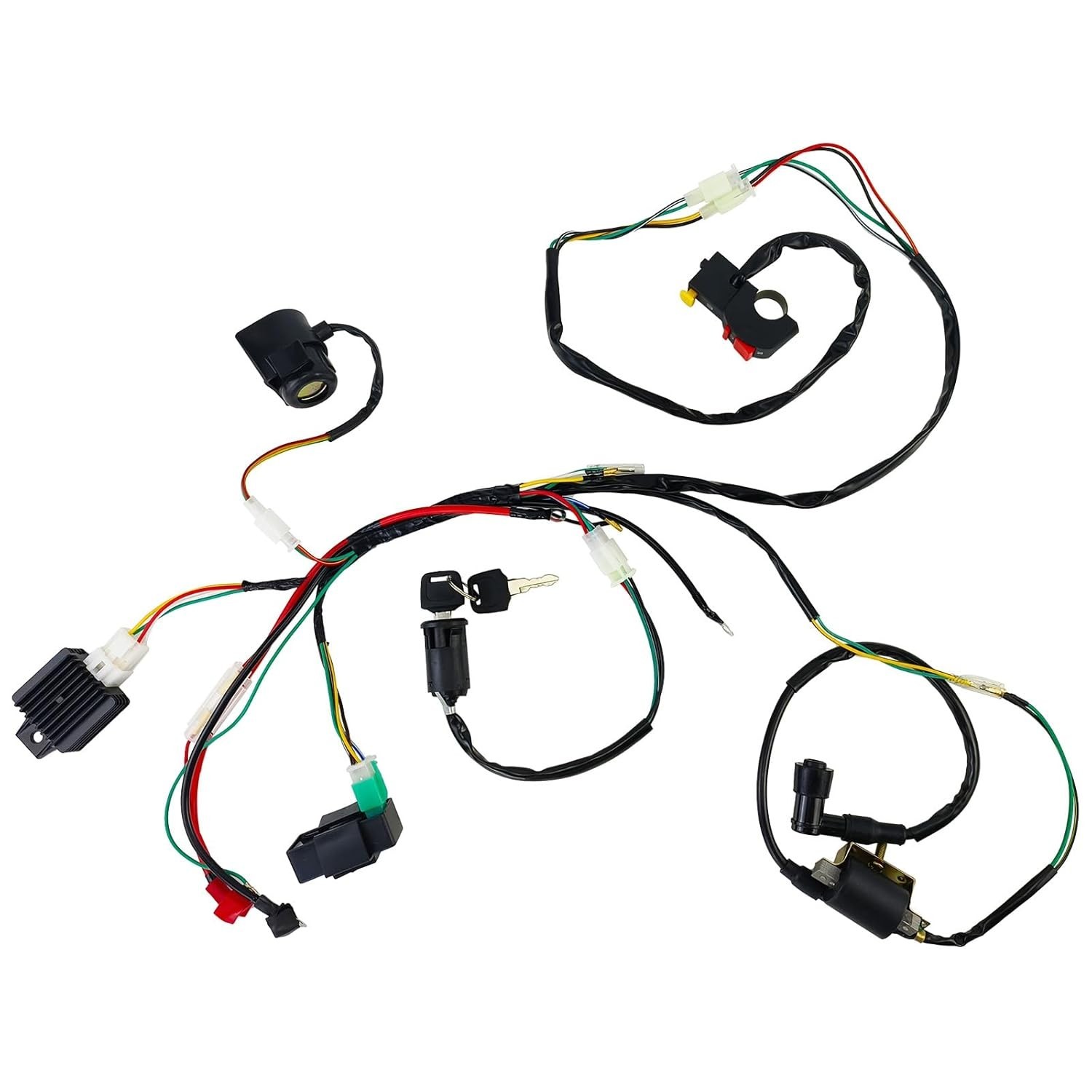 Electric Wiring Harness Kit with CDI Ignition Coil - Compatible with 4-Stroke