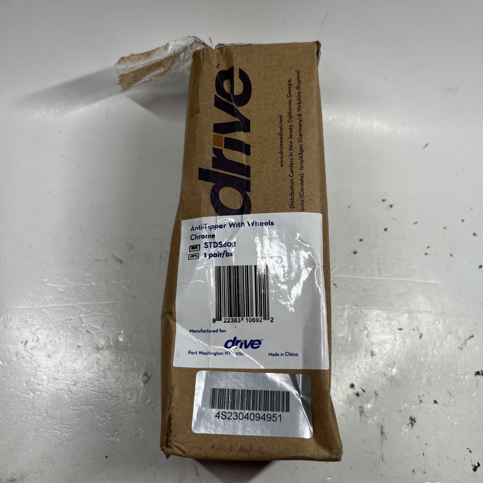 Drive Medical Anti Tippers with Wheels Chrome 1 Pair STDS802 New Open Box