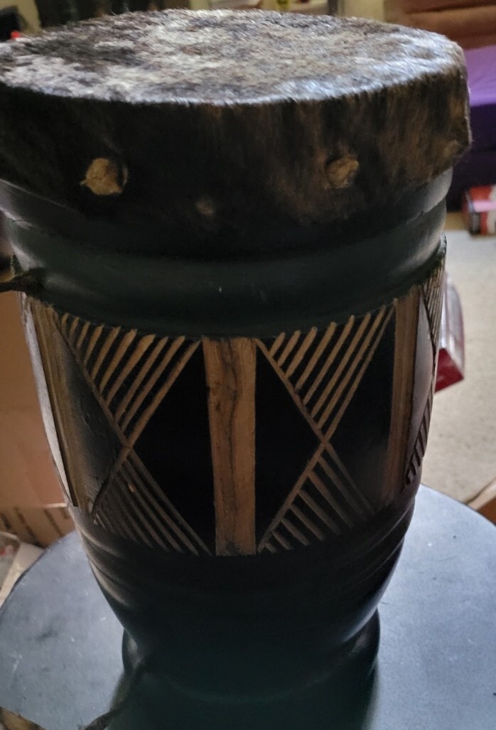 drum leather animal print over top