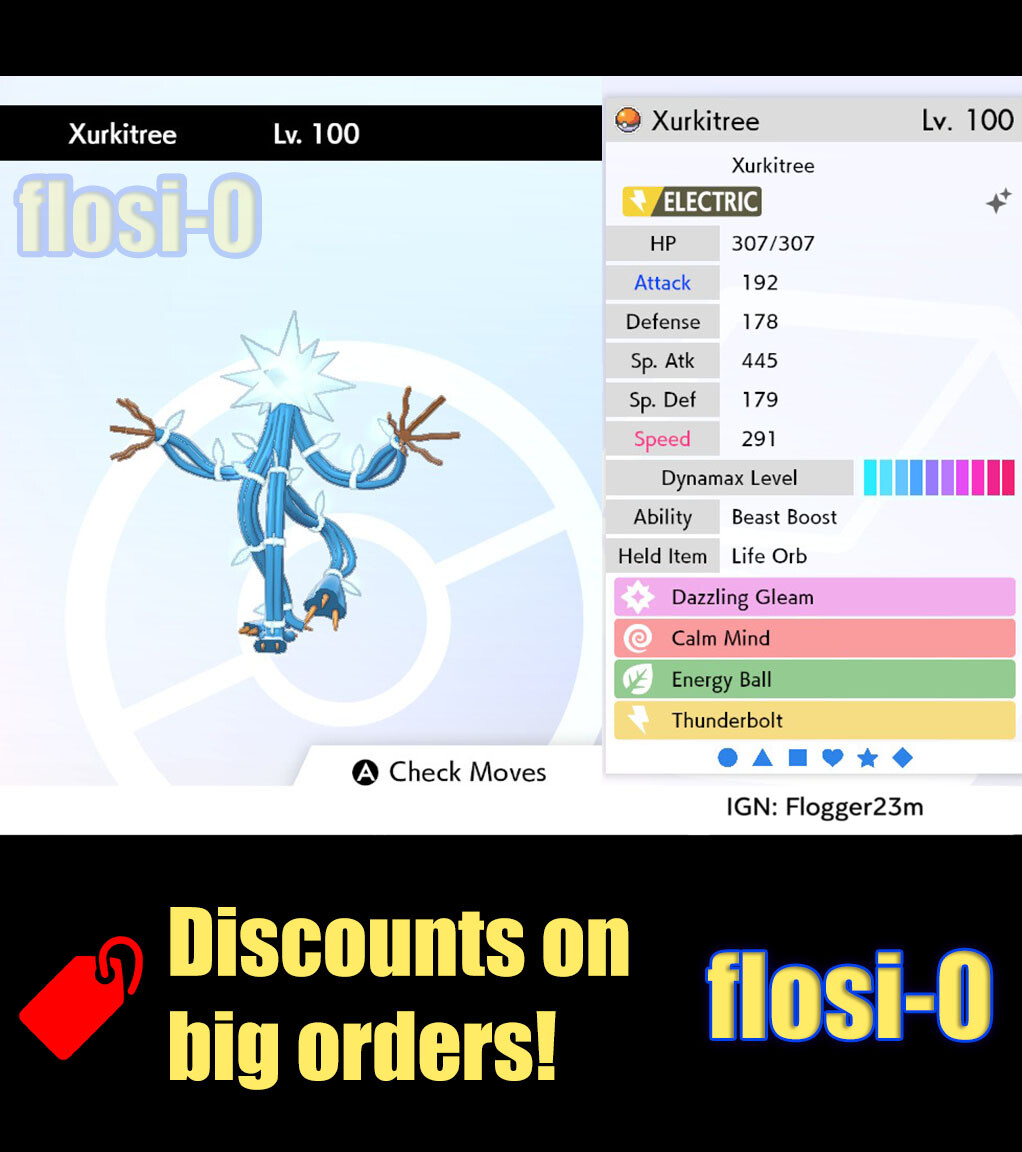 6IV Ultra Shiny Xurkitree Pokemon Sword and Shield (Square Shiny)