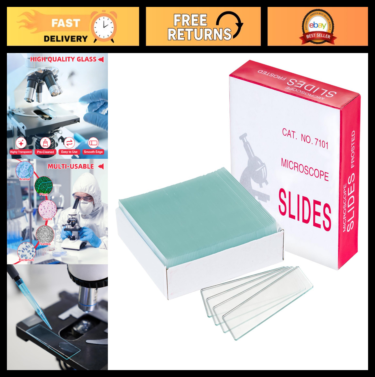 72 Pcs Blank Glass Microscope Slides 1"x3" Pre-Cleaned for Lab & Classroom Use