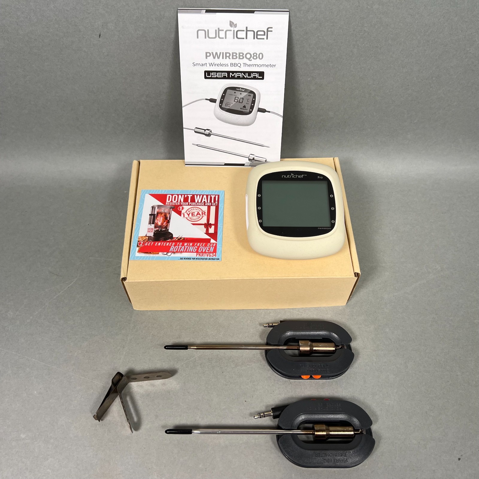 NutriChef Bluetooth Wireless Meat Thermometer 2 Probes Grilling Smoking WORKS VG