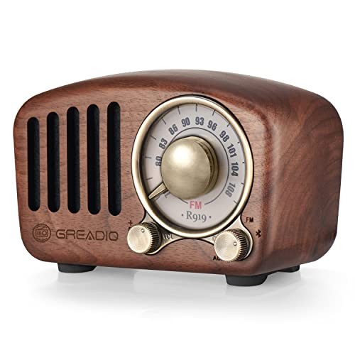Vintage  Wood Bluetooth Speaker Radio - Retro Style, Bass Enhancement, Walnut
