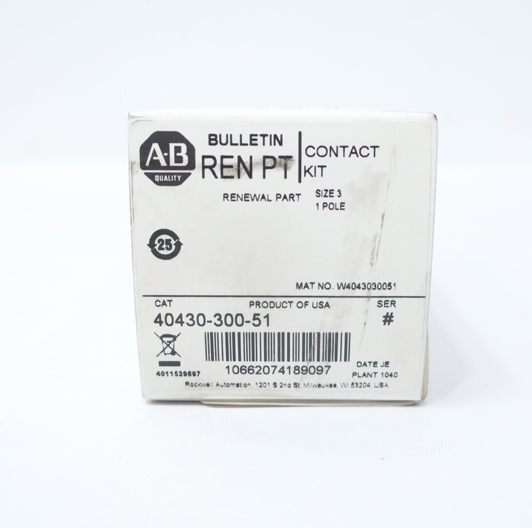 Allen Bradley 40430-300-51 Ren Pt Contact Kit 1p Size 3