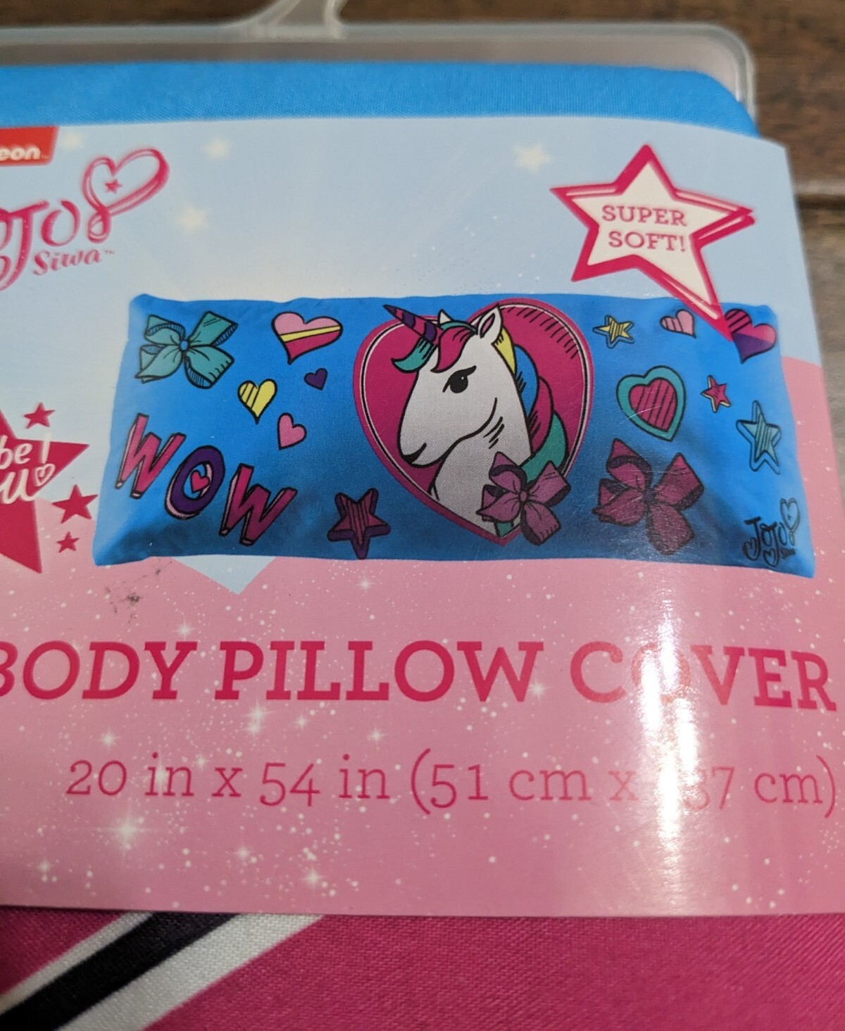 JoJo Siwa Unicorn Wow Body Pillow Cover Nickelodeon Super Soft 20 in. x 54 in.