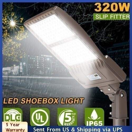320W LED Shoebox Parking Lot Light Commercial Outdoor Area Street Pole Lighting