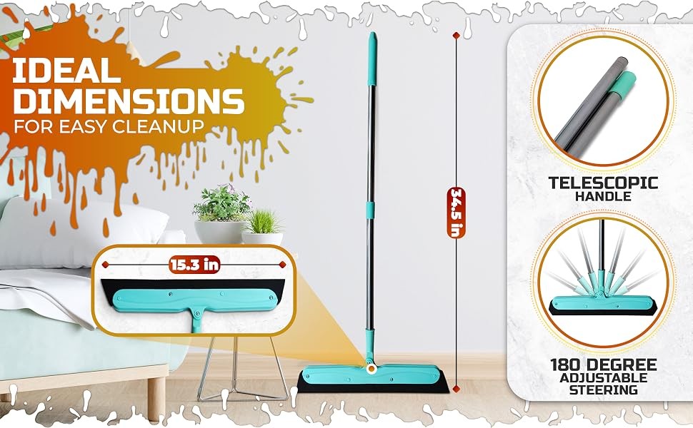 Floor Squeegee - 34.5" Telescoping Squeegee for Window Cleaning with Durable
