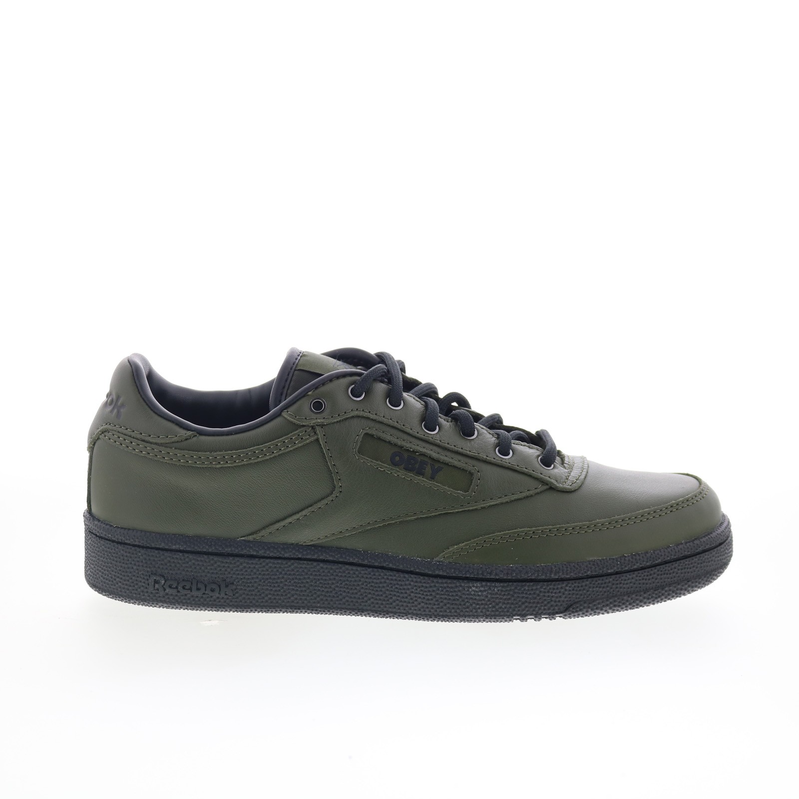 Reebok Club C 85 Obey Mens Green Leather Lace Up Lifestyle Sneakers Shoes