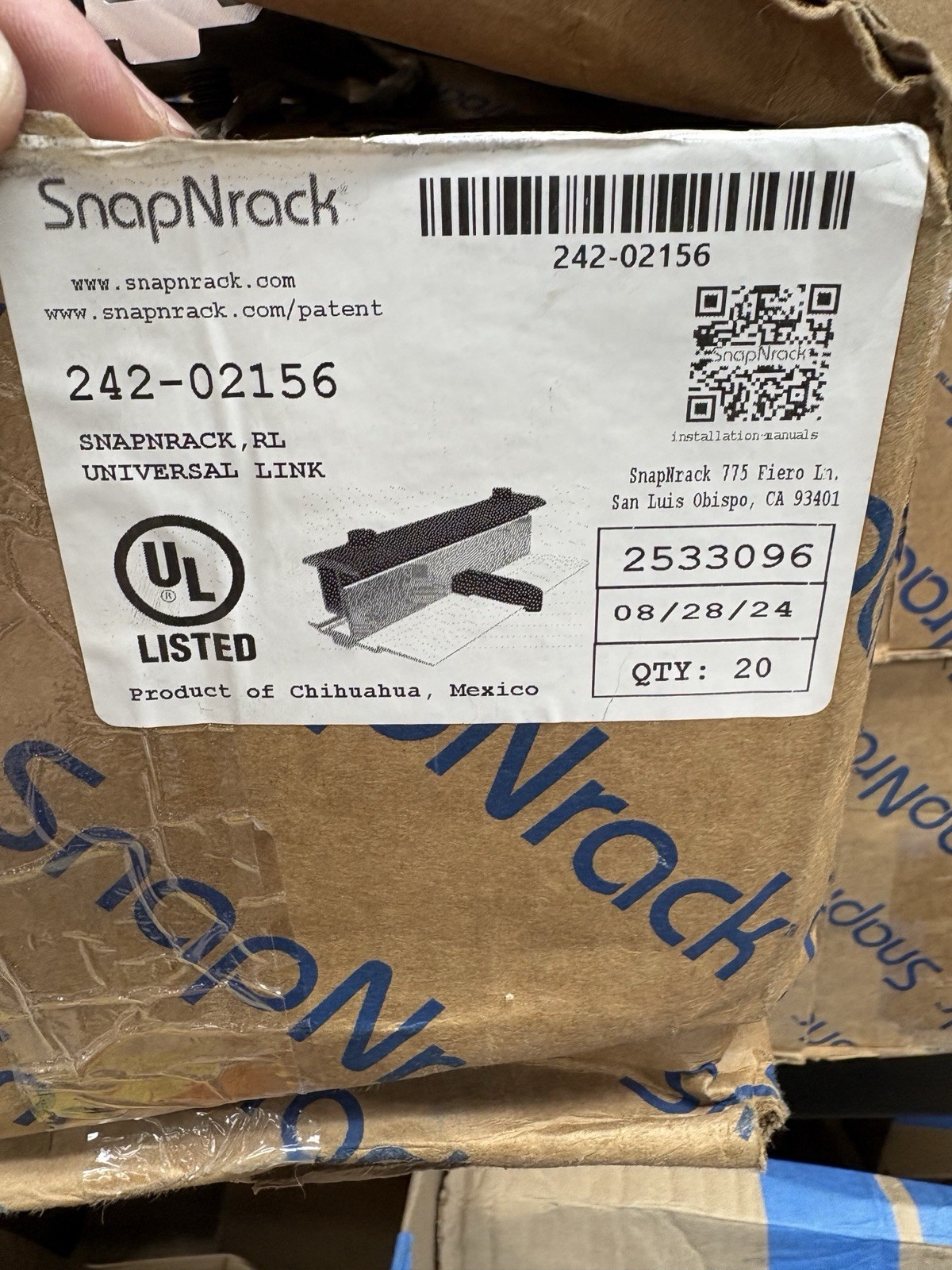 Snaprack 242-02156 RL Universal Link 20pcs per box