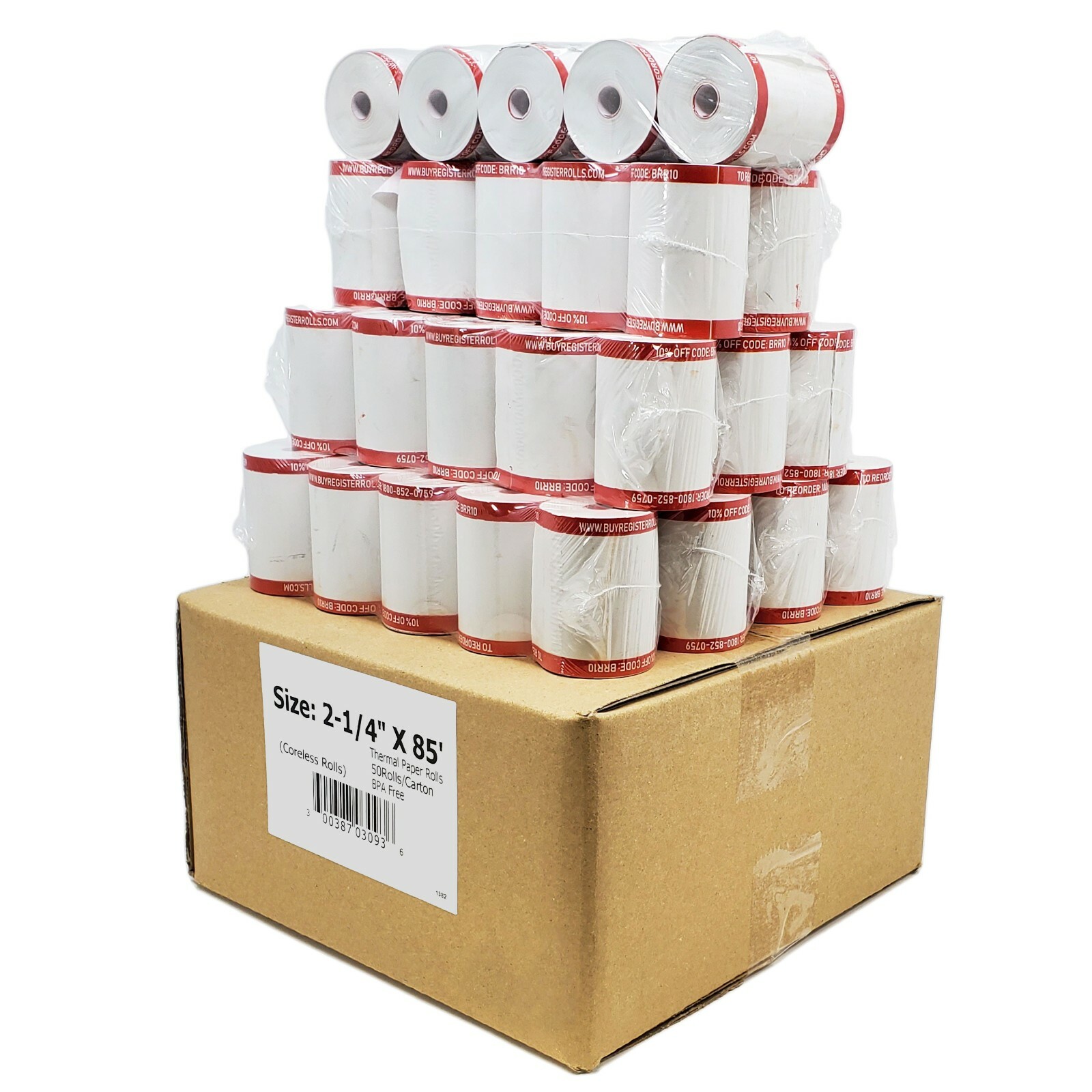 { CORE-LESS }  2 1/4" x 85' THERMAL PAPER - 50 XL CREDIT CARD MACHINE  ROLLS