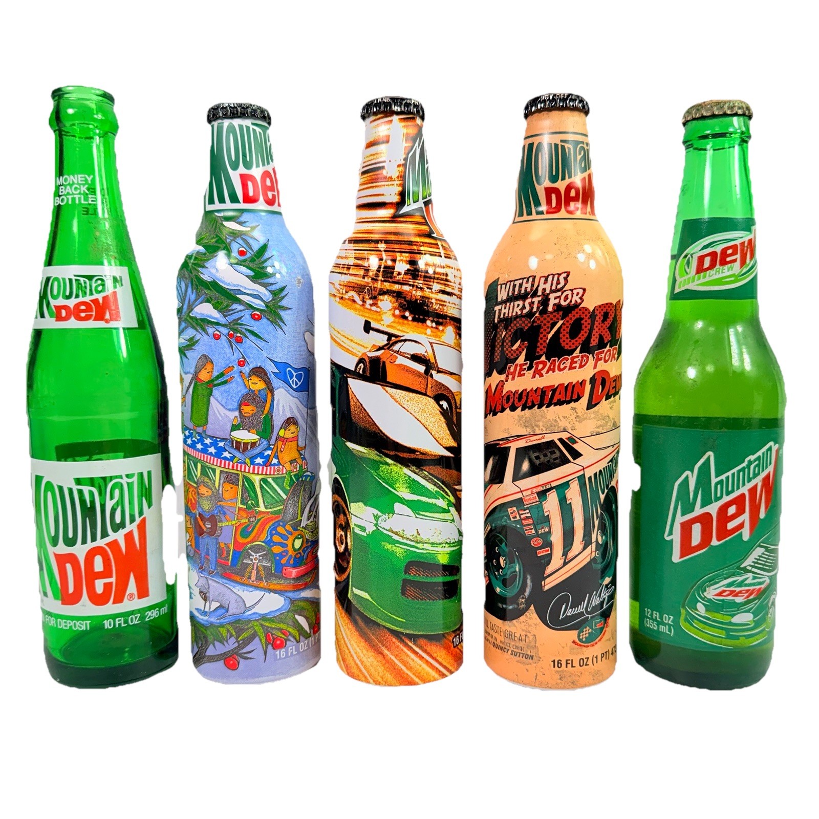 Mountain Dew Collection Aluminum NASCAR & Danny Davis Bottles 5 lot 4 sealed
