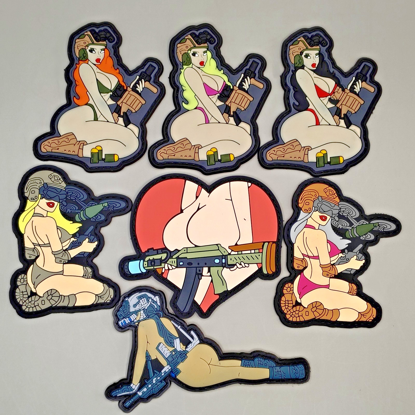 Tactical Pin Up Anime Girl Morale Patch PVC Hook Loop Military Waifu YOU PICK
