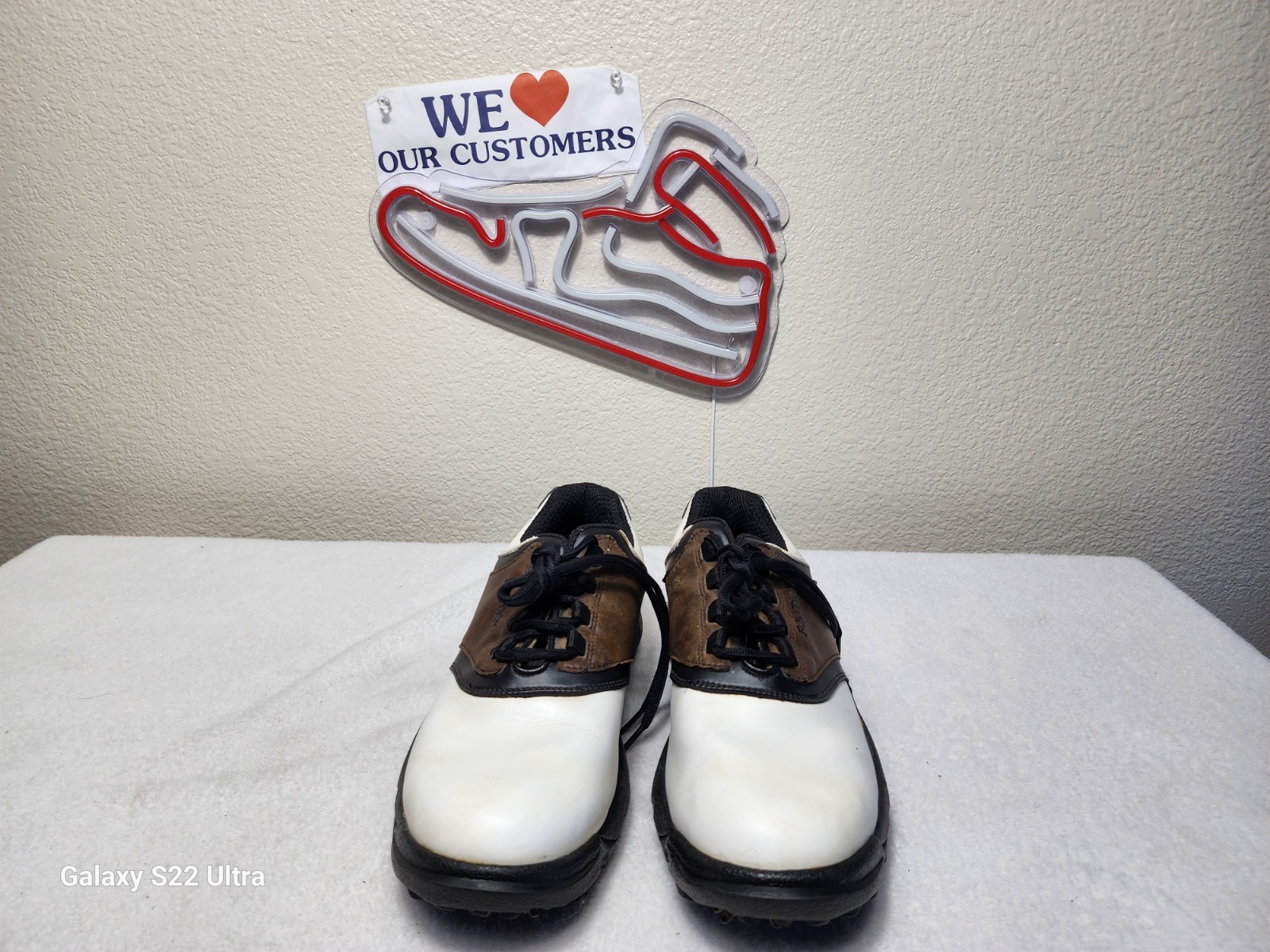 FOOTJOY GreenJoys Golf Shoes Mens Medium Brown White Spiked Size 9.5