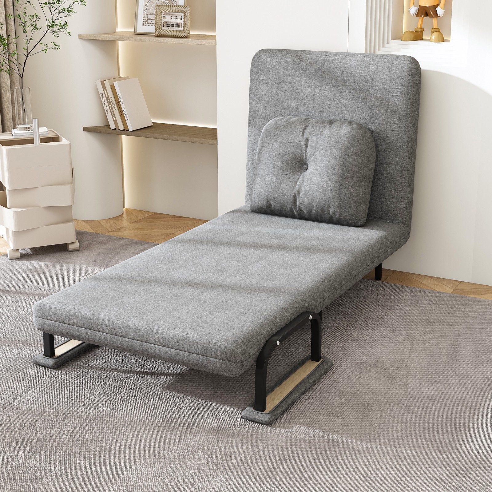 Folding Sofa Bed 5-in-1, Adjustable 5-Position Sleeper with Pillow, Space-Saving