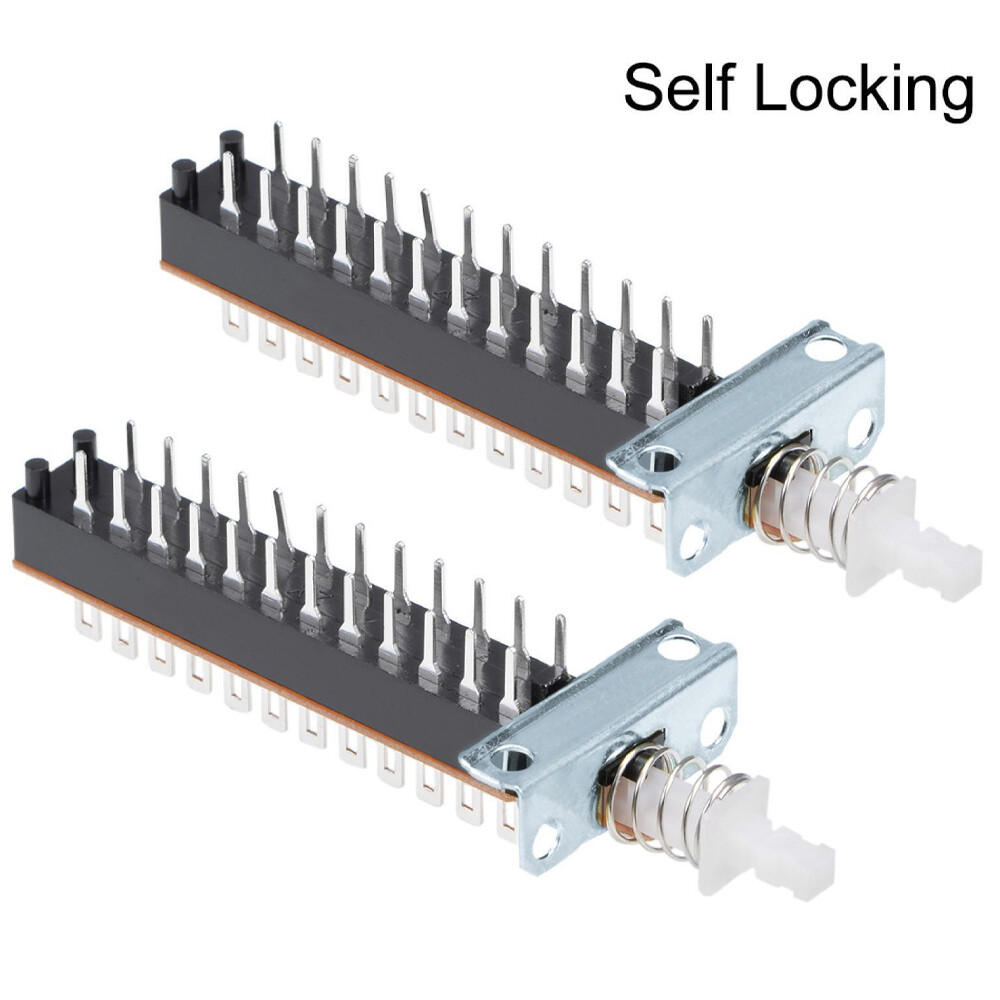 2PCS Self-Locking Push Button Switch 8PDT 8 Pole 24 Pin 1 Position