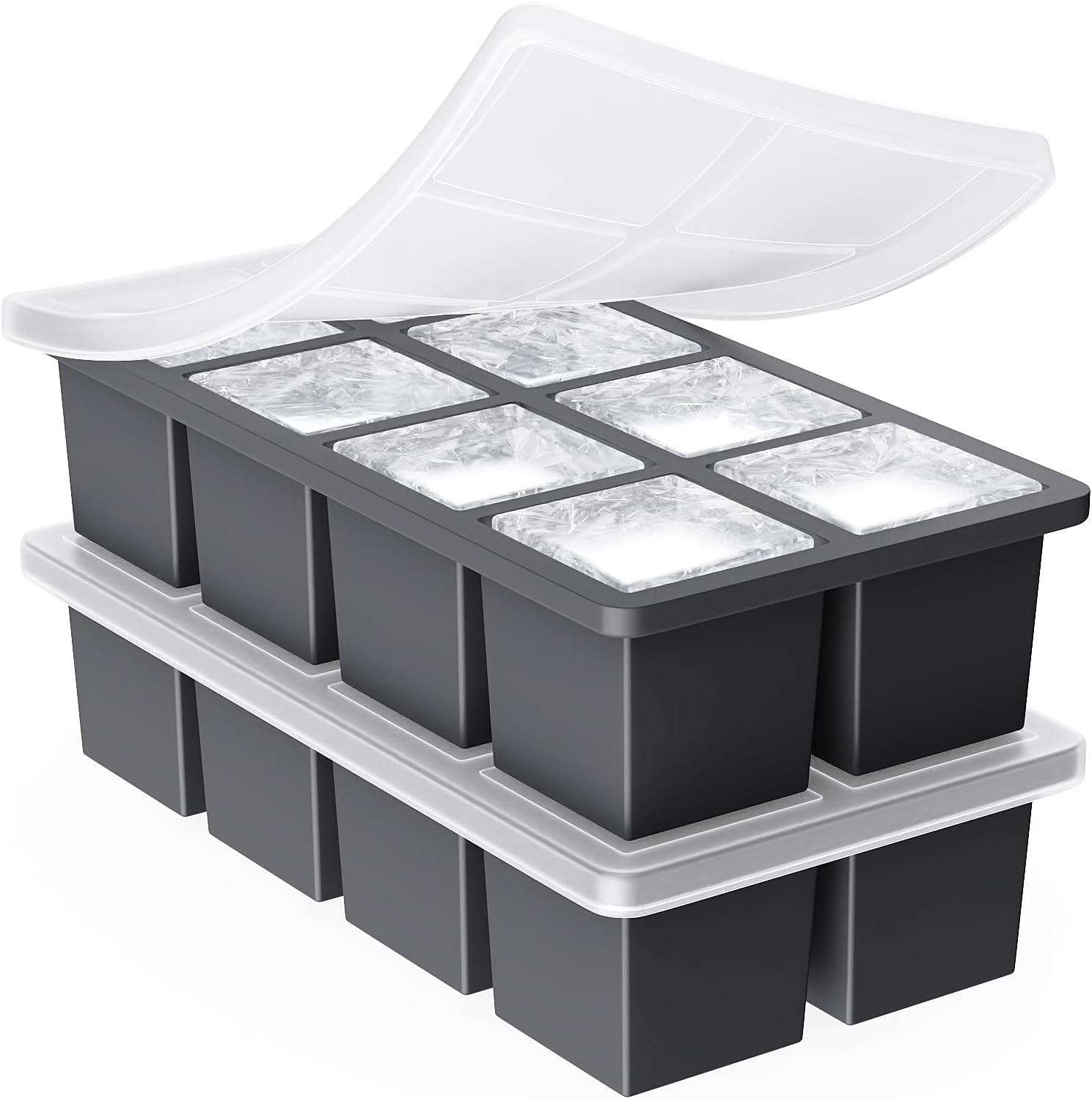 Large Ice Cube Trays for Whiskey:  Big Silicone Ice Cube Trays 2Inch- Huge