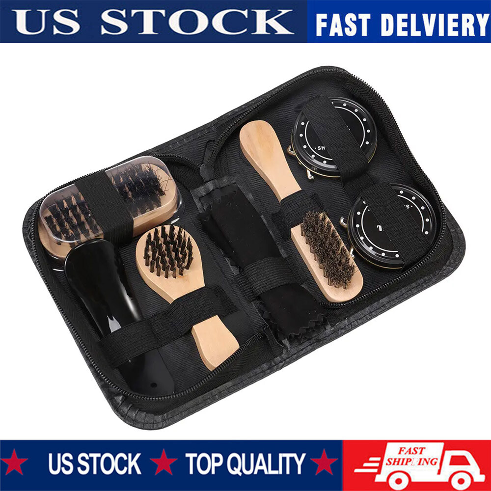 8pcs Shoe Cleaning Polish Shine Care Kits Set For Leather Boots Shoes Sneakers