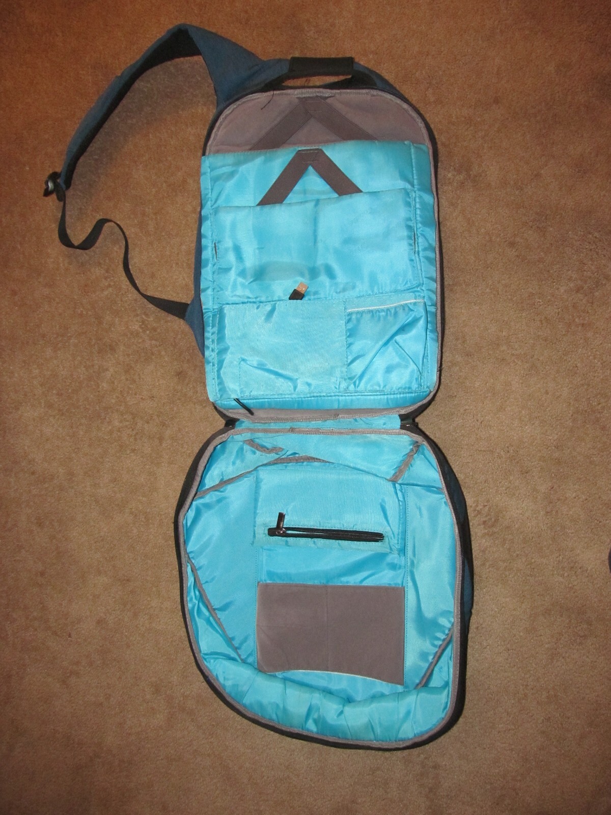 CoolBELL USB Charging Laptop Protection Backpack Blue/Gray