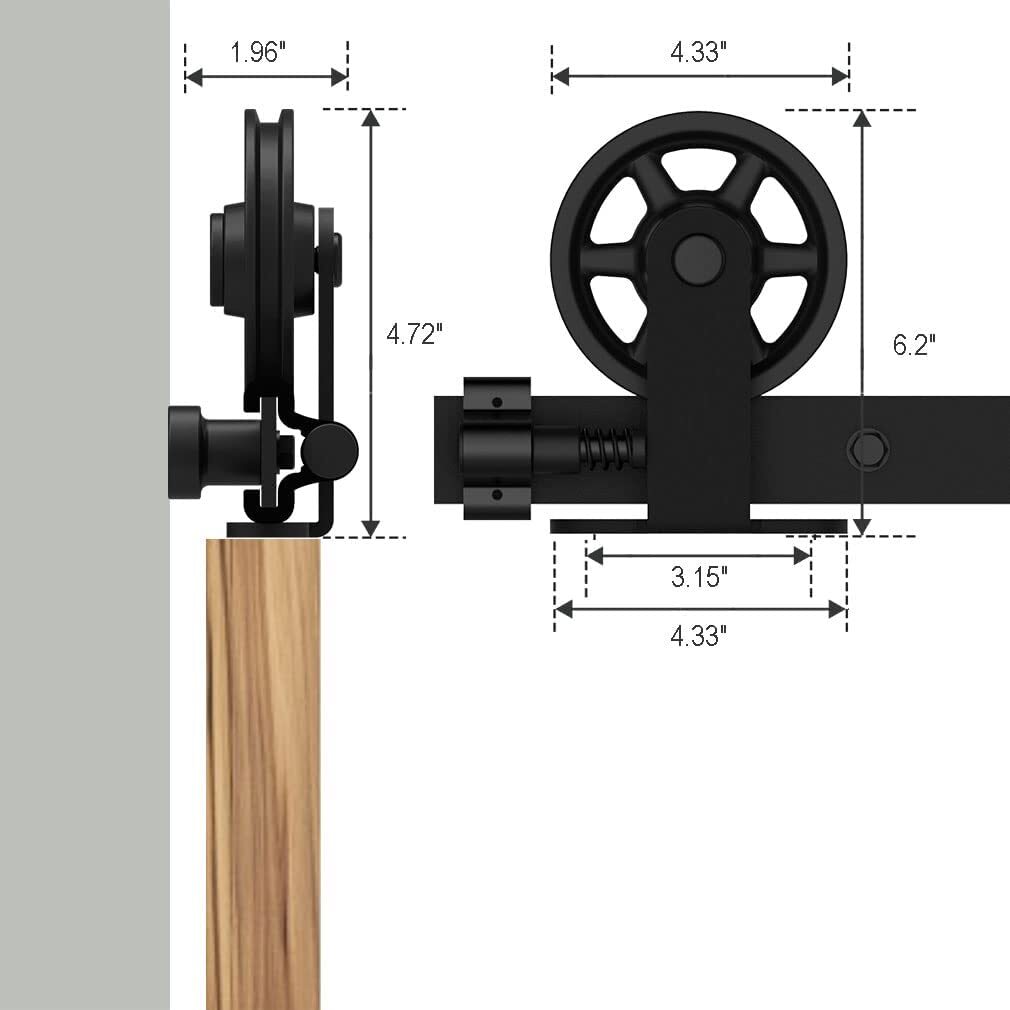 CCJH 4FT-20FT Medium Wheel Roller Sliding Barn Door Hardware Kit for 1/2 Door